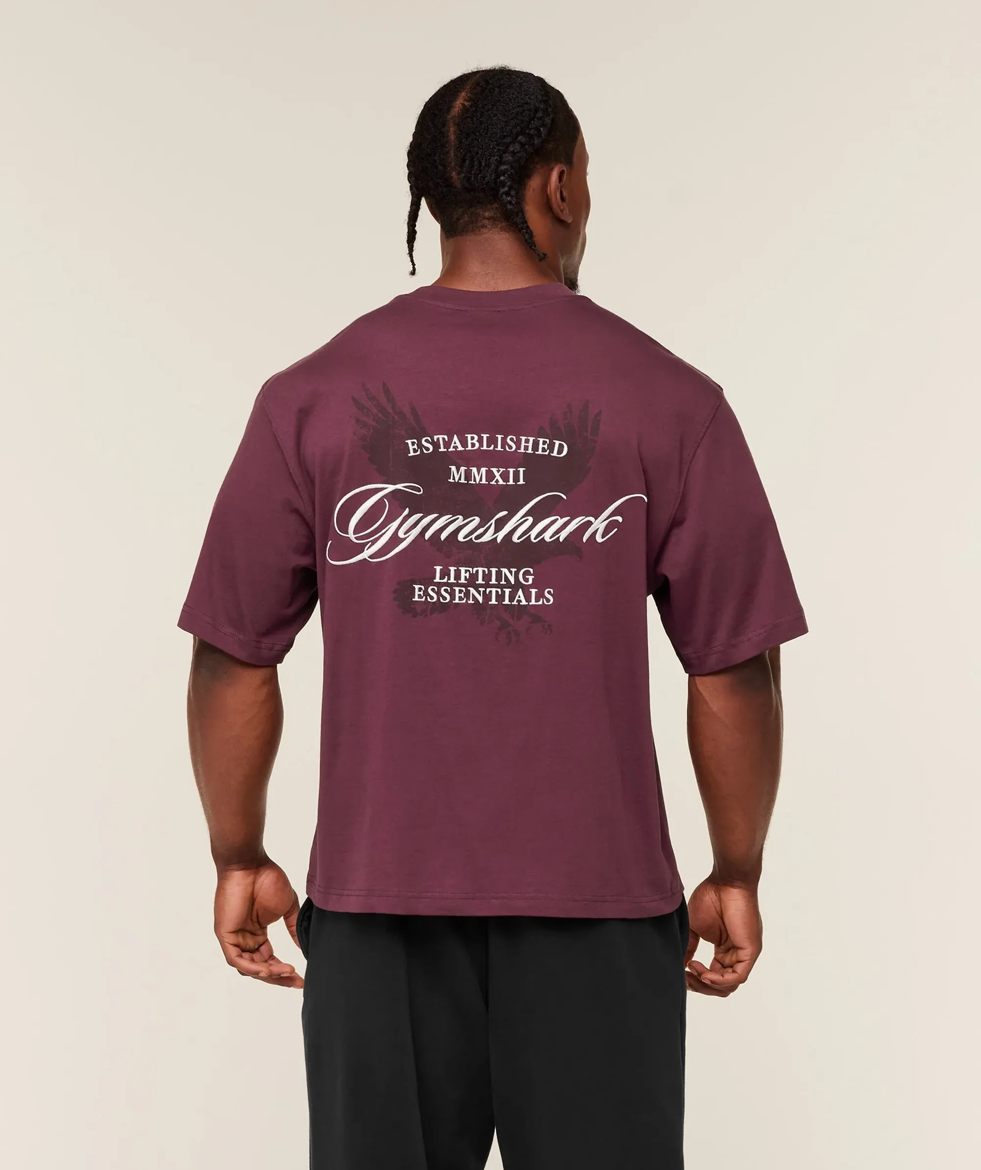 Gymshark Eagle Script Graphic T-Shirt - GS Impact Burgundy