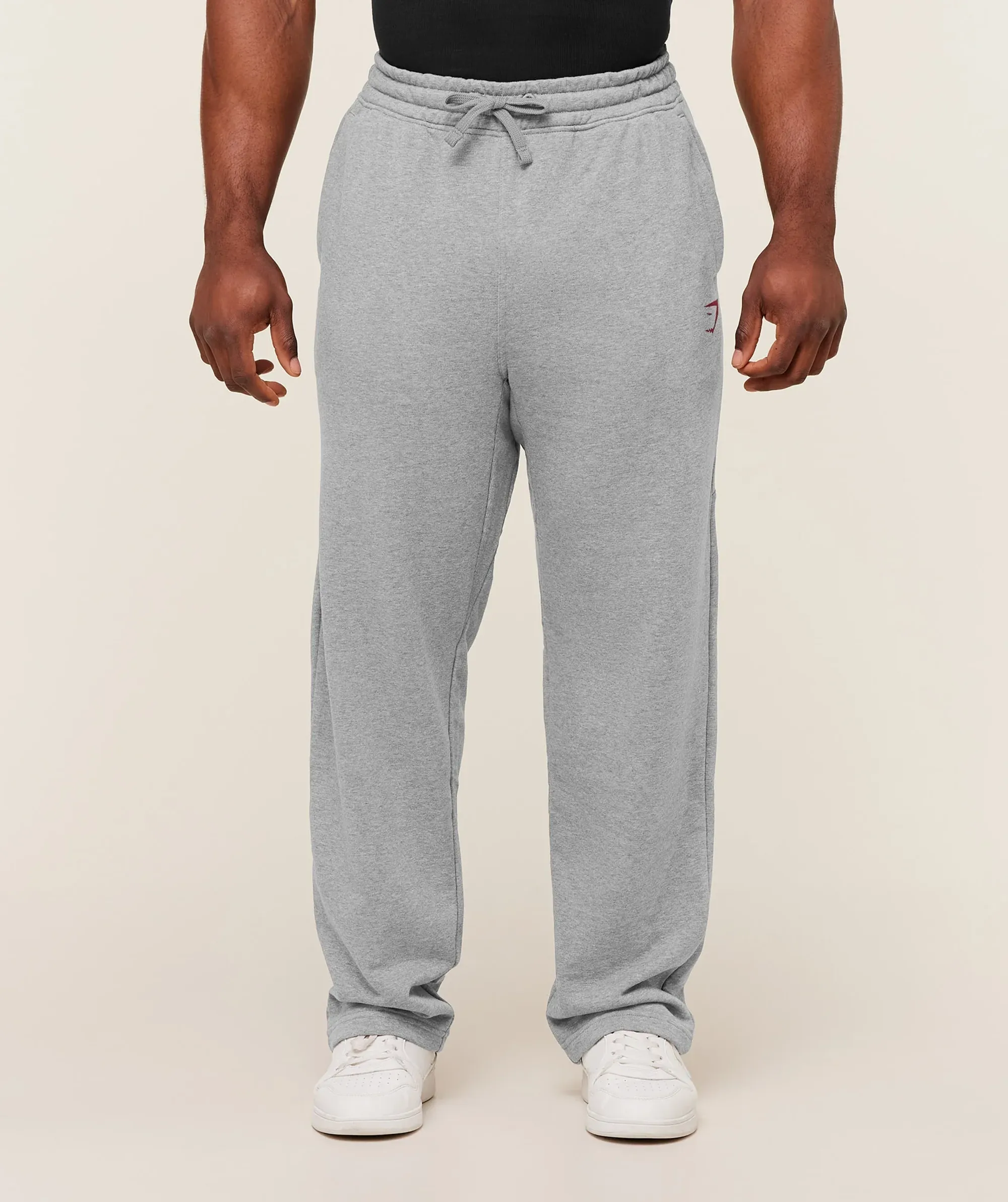 Gymshark Power Straight Leg Pants - Charcoal Core Marl/Sets Red
