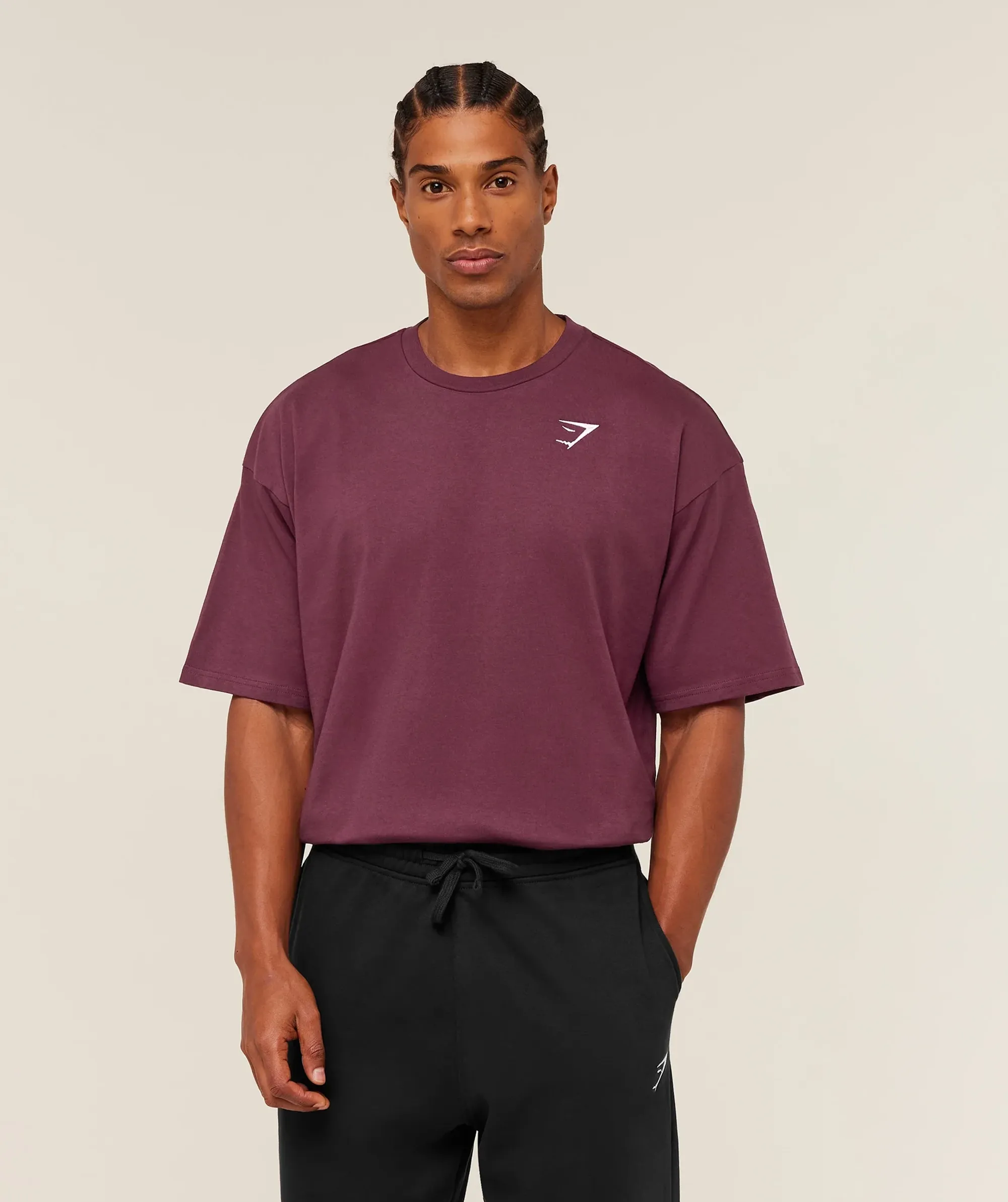 Gymshark Crest Oversized T-Shirt - GS Impact Burgundy