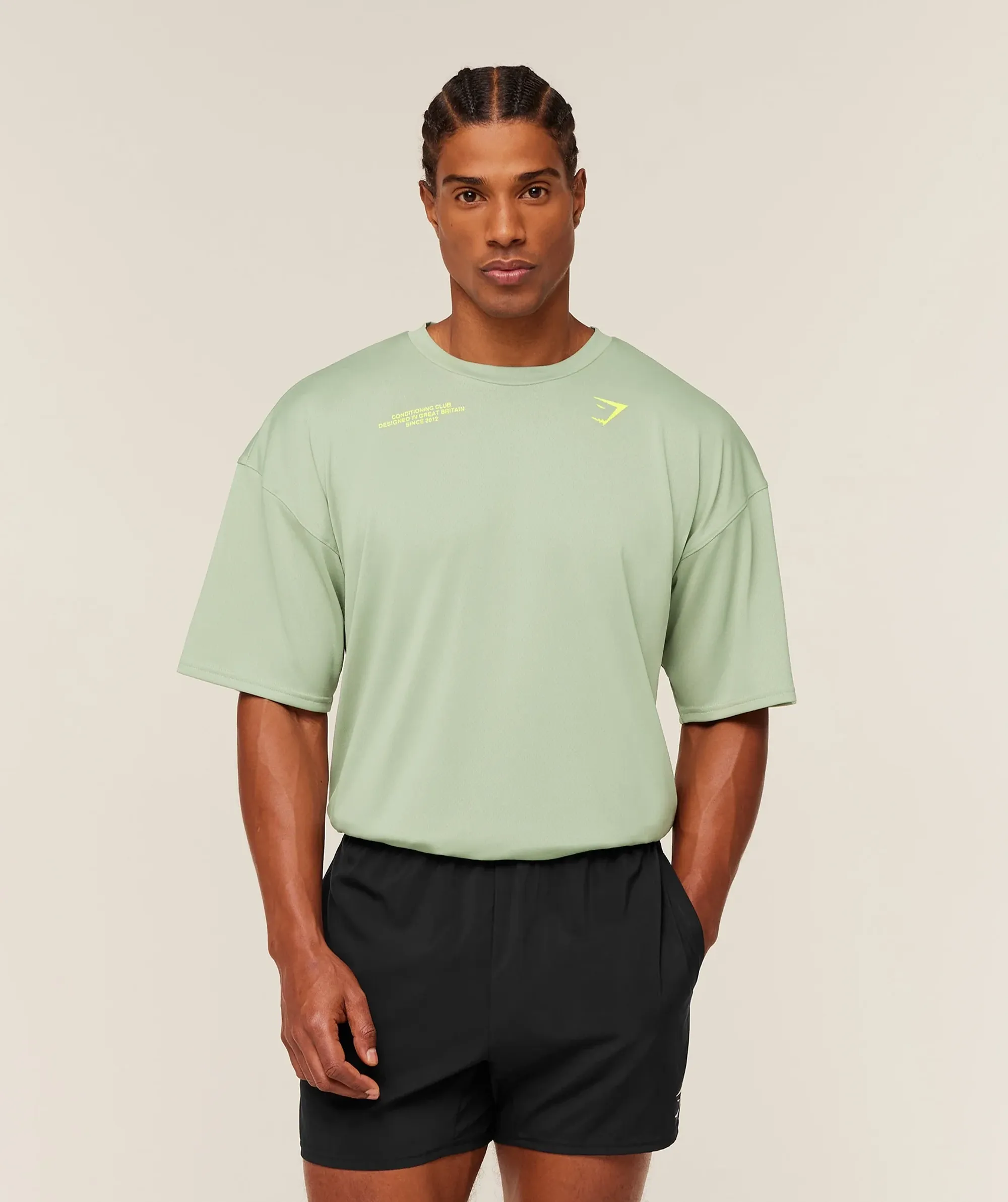 Gymshark Conditioning Club Oversized T-Shirt - GS Haze Green/GS Sorbet Yellow