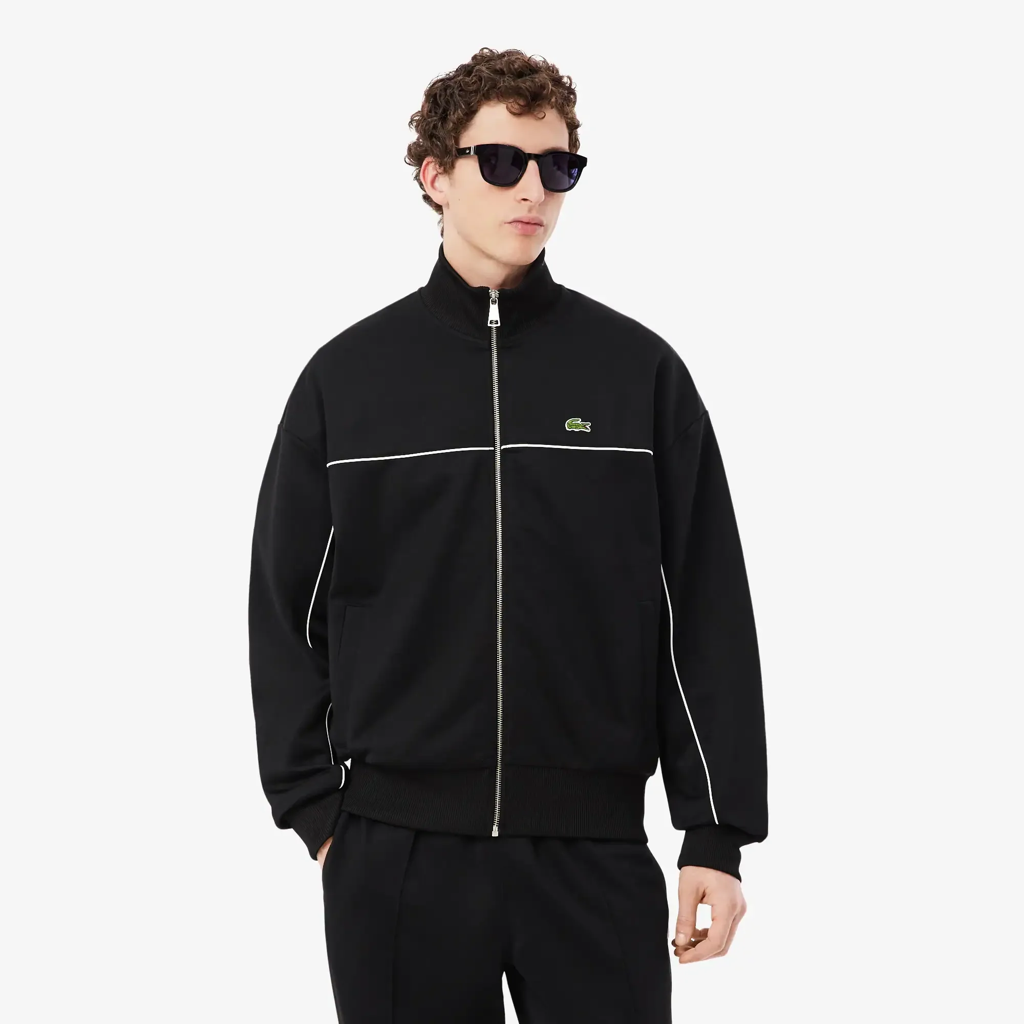 Lacoste Trim Accent Zipped Sweatshirt - Noir