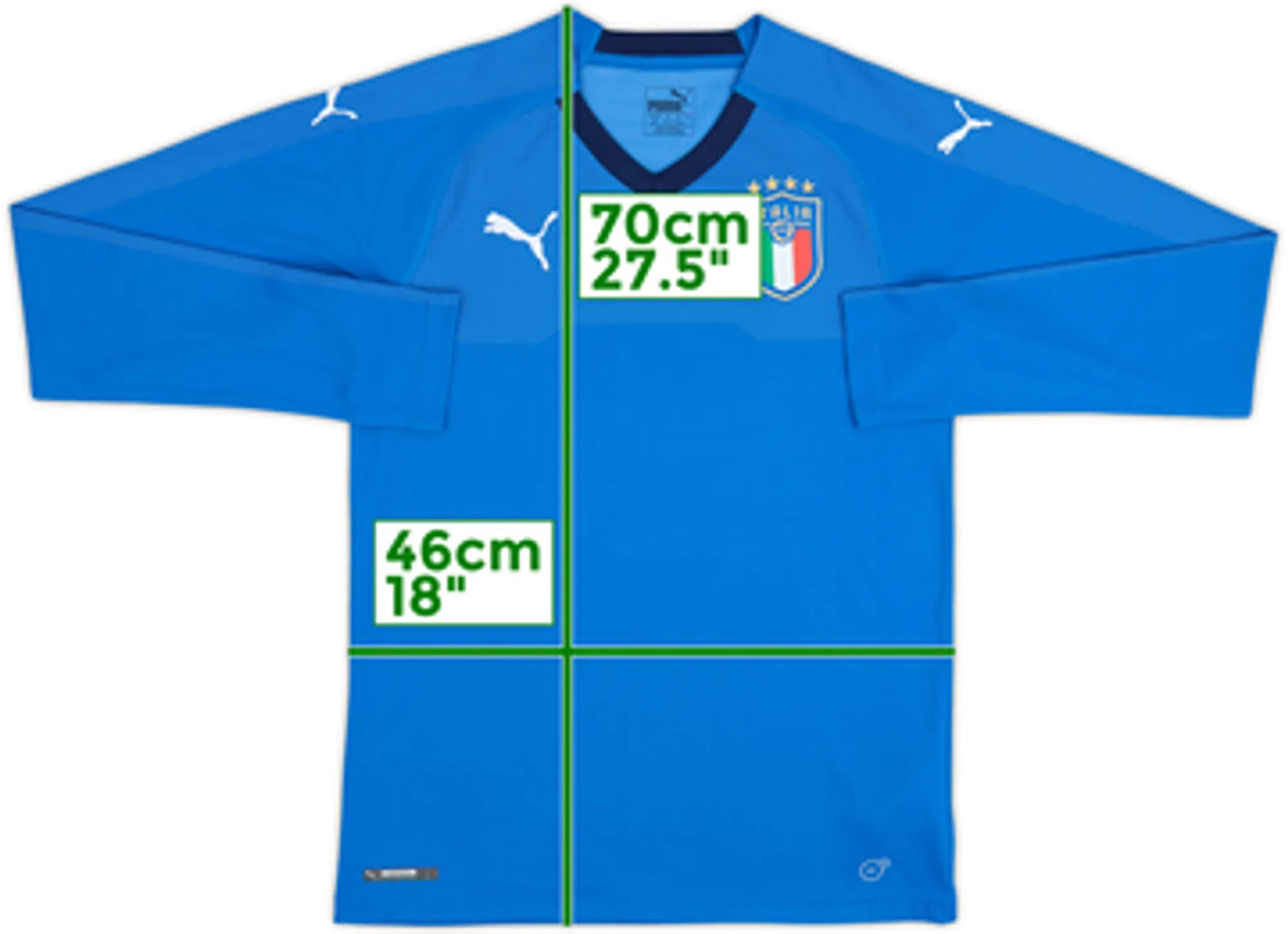 2018-19 Italy Home L/S Shirt - 8/10 - (S)