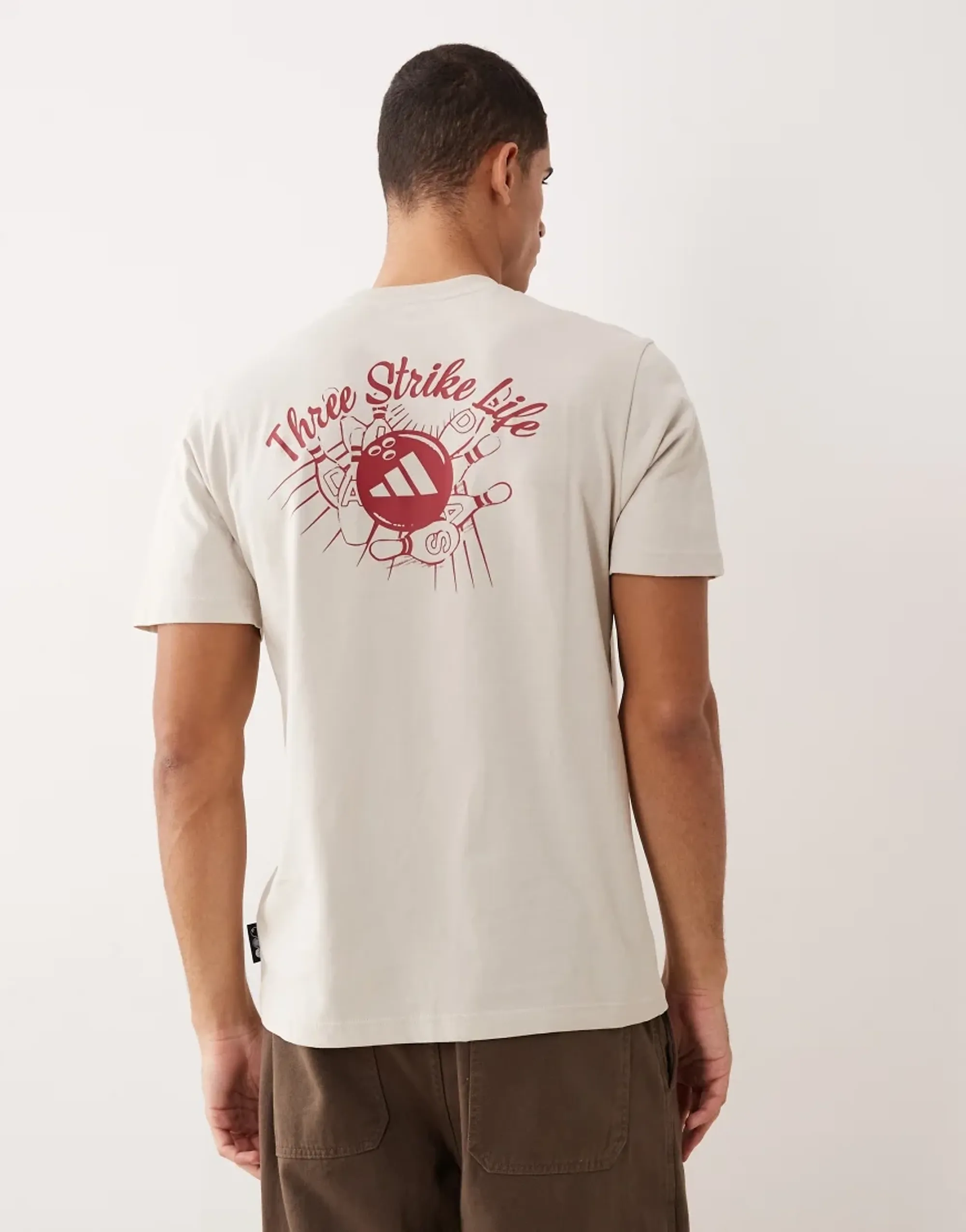 Adidas Sportswear Bowling Graphic T-Shirt In Grey-White