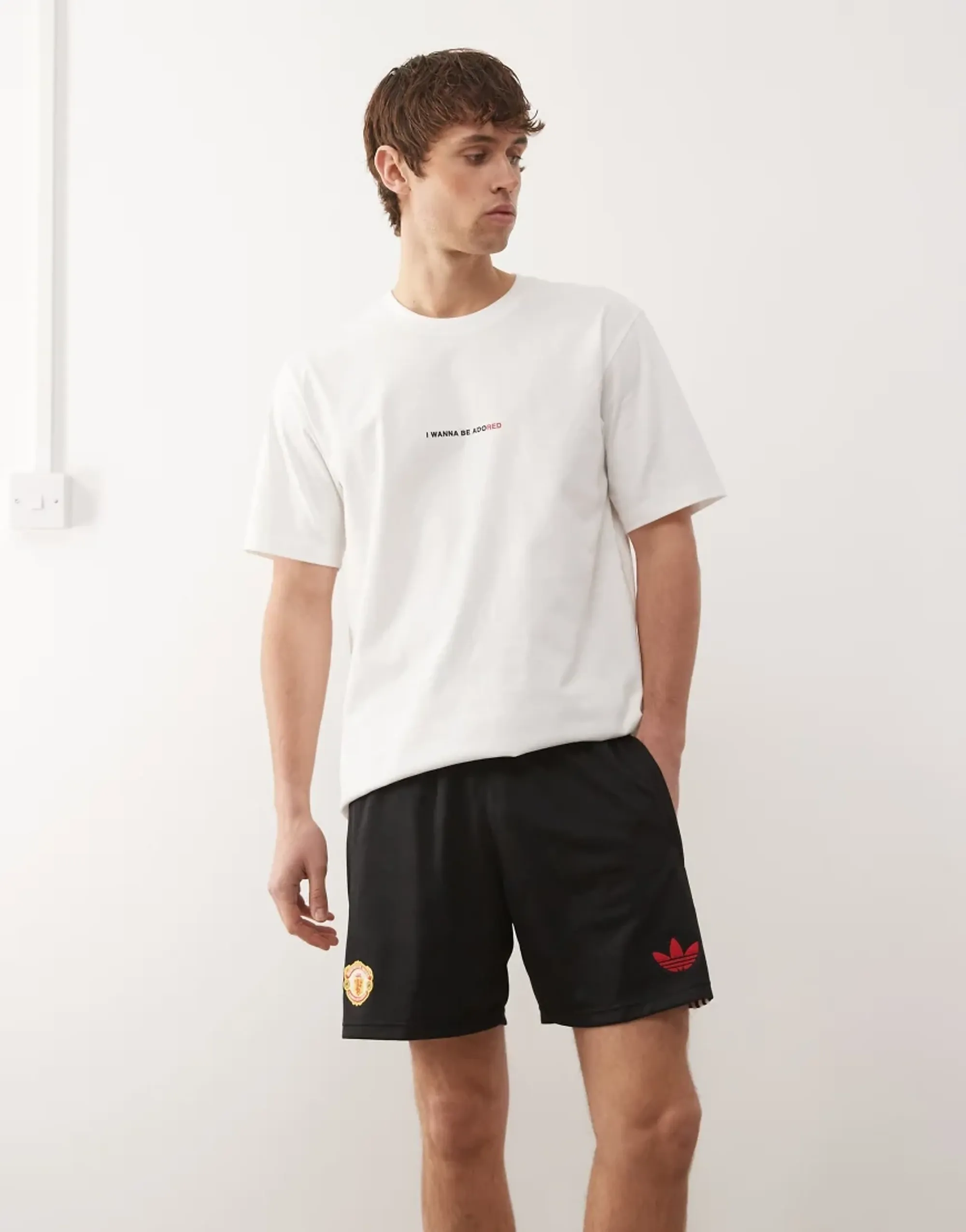 Adidas Football Manchester United X Stone Roses Shorts In Black