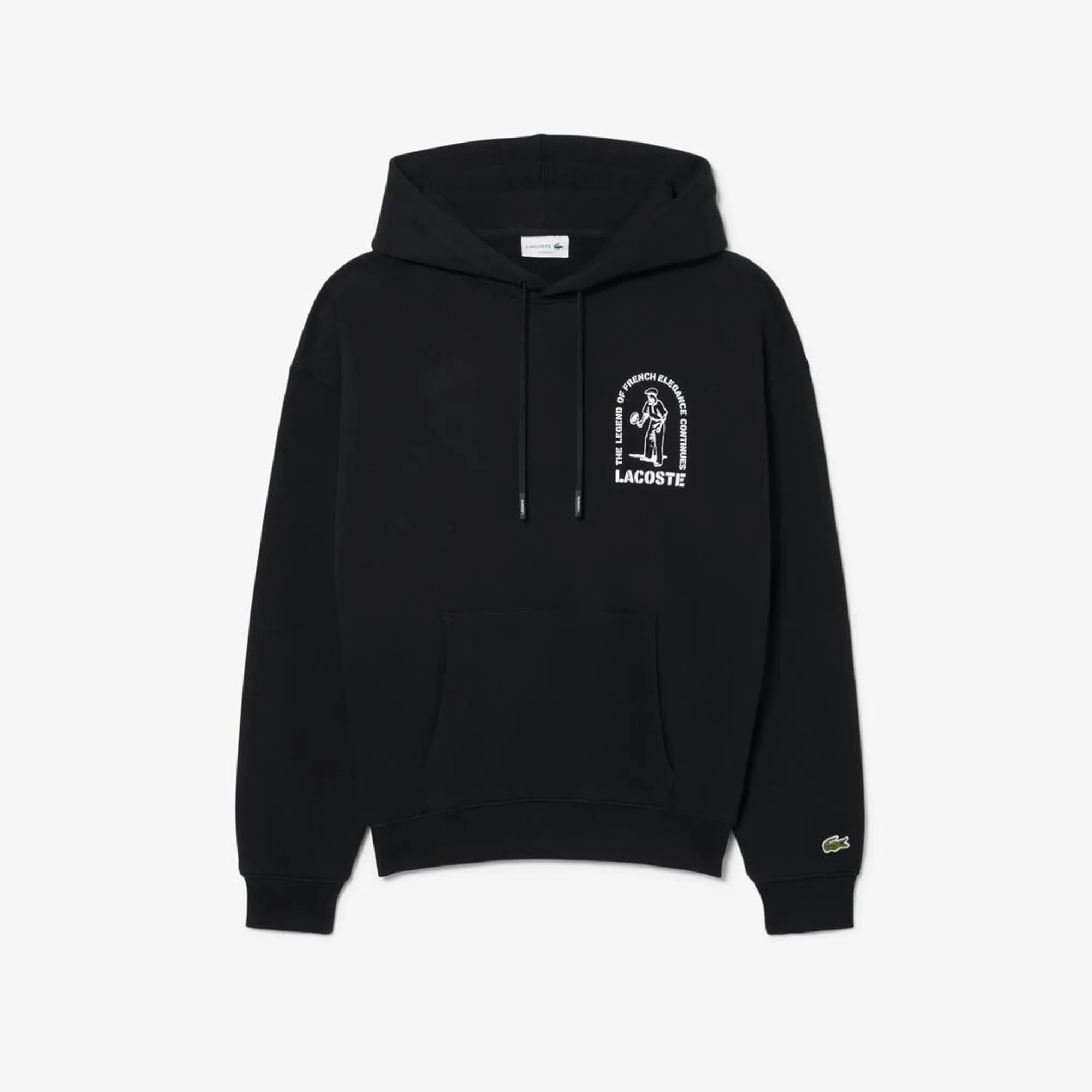 Lacoste Loose Fit Printed Hoodie - Noir