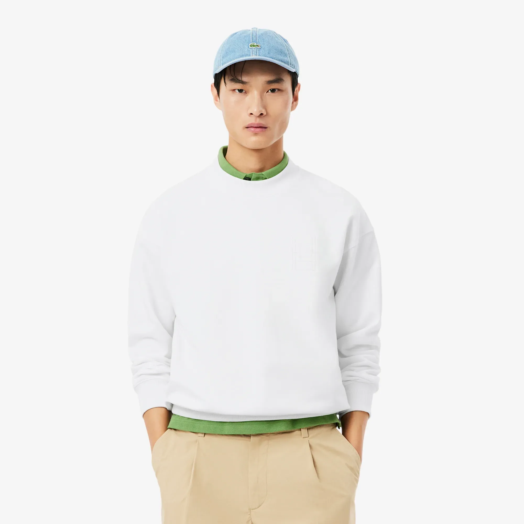 Lacoste Embroidered Fleece Sweatshirt - White