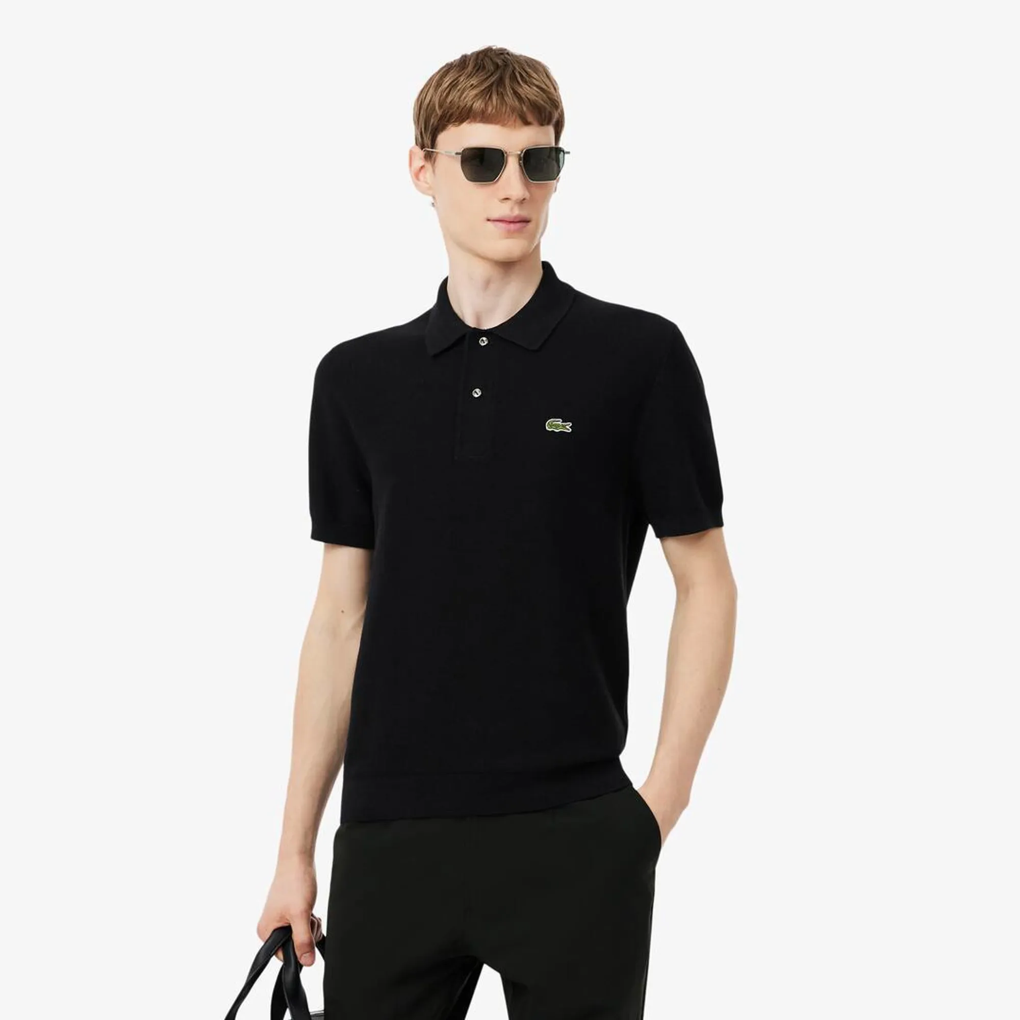 Lacoste Classic Fit Knitted Polo Shirt - Noir