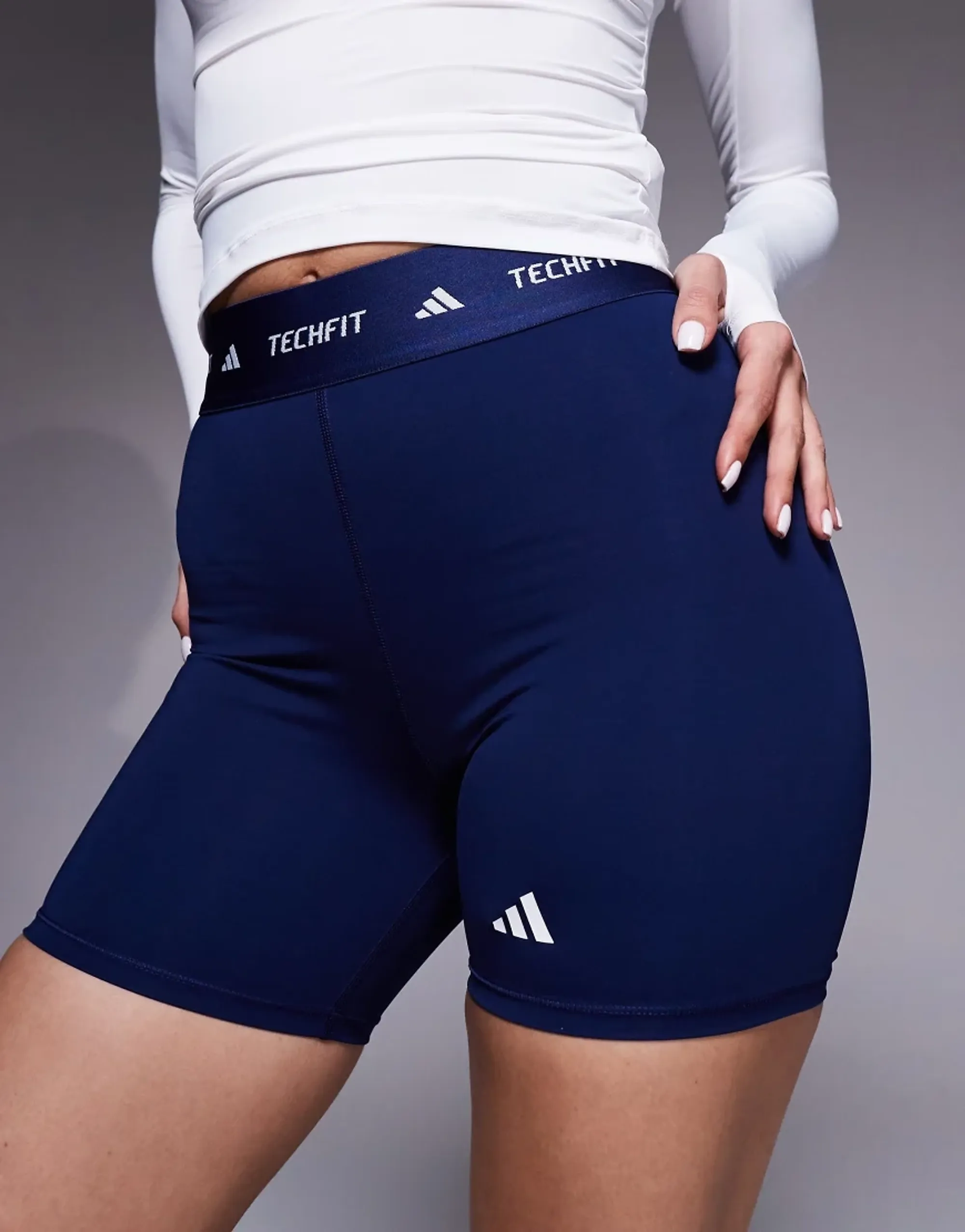 Adidas Training Techfit Booty Shorts In Navy