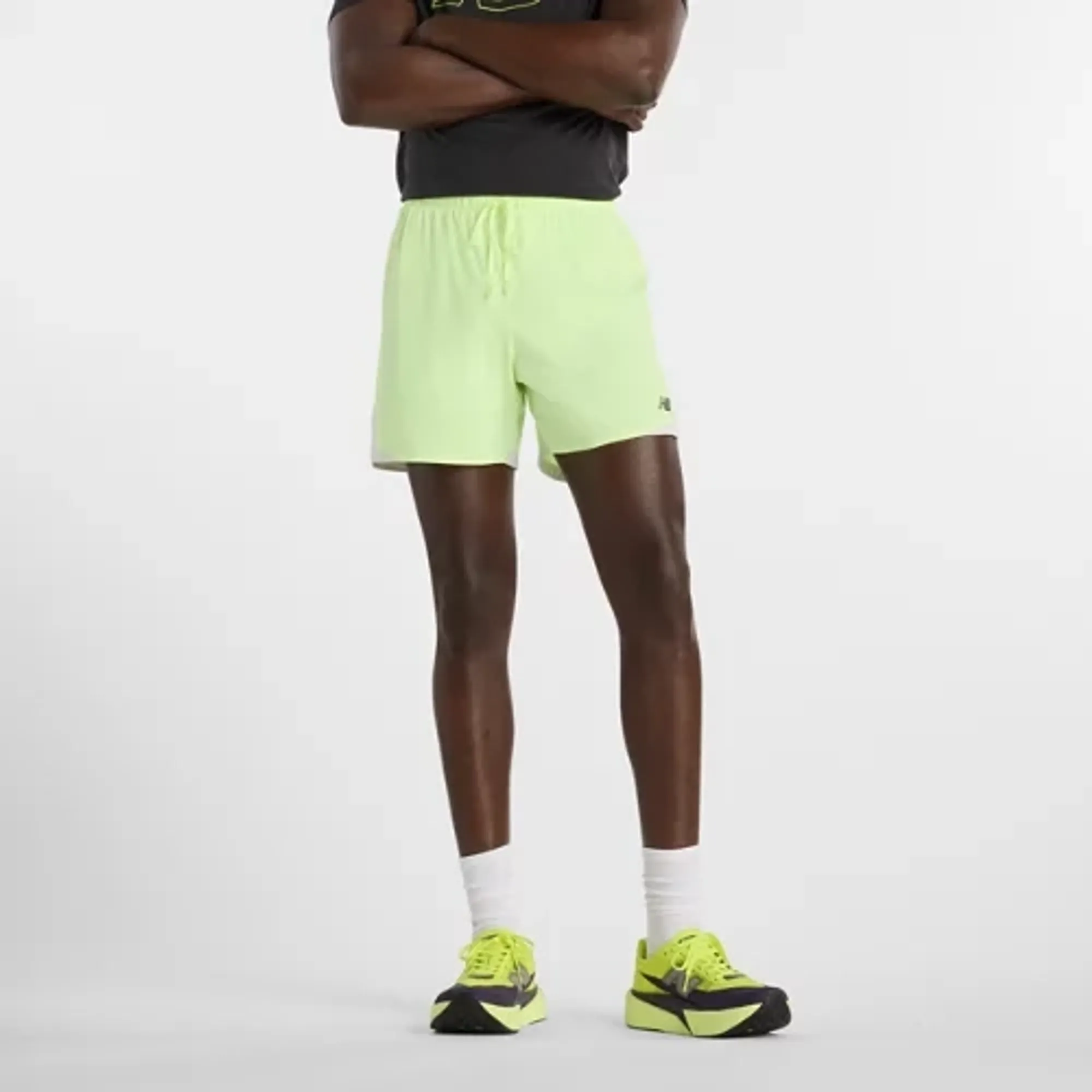 New Balance Men's RC Essential Short 5" in Green/Grey Polywoven