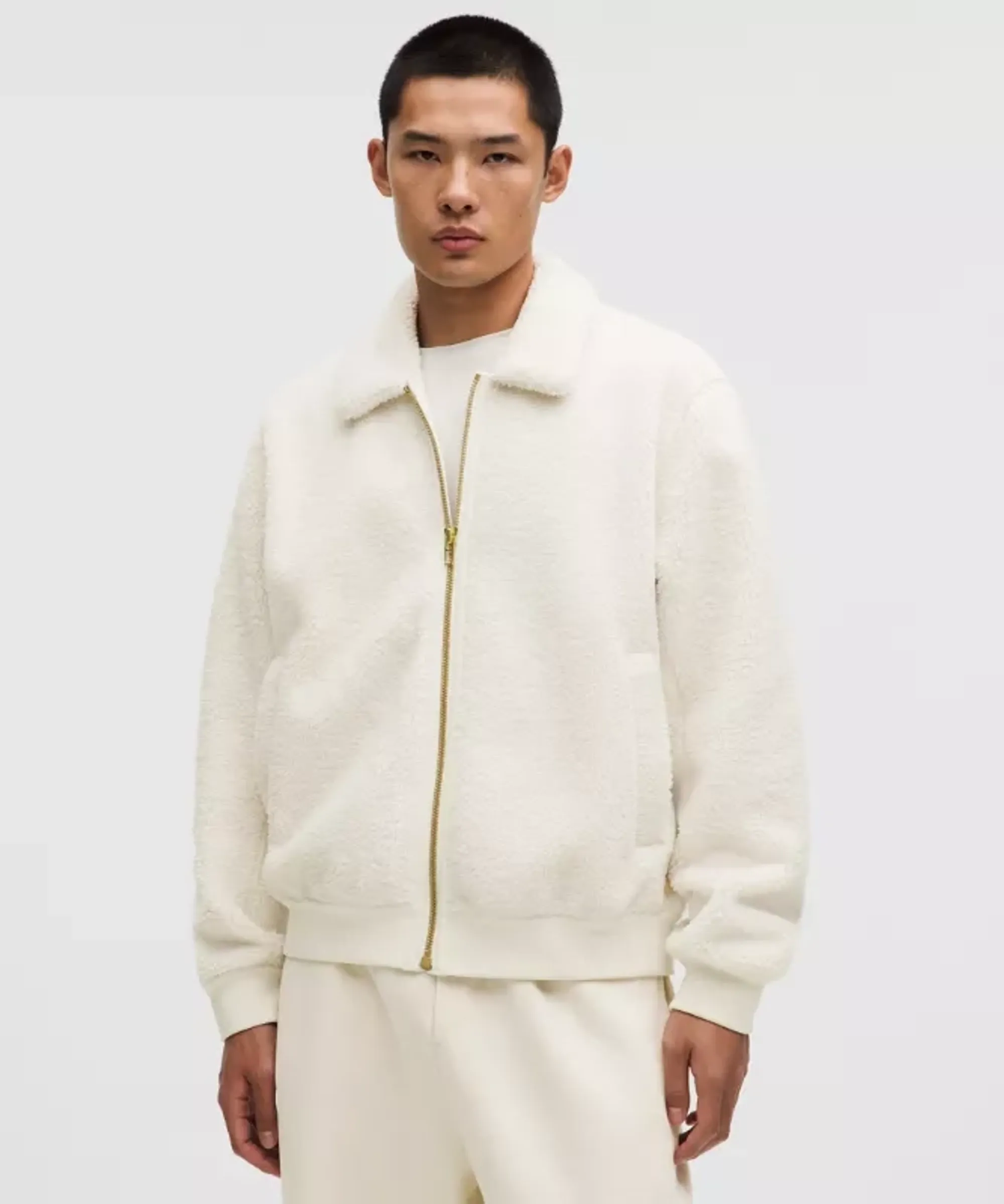 lululemon – Men's Lunar New Year Textured Fleece Bomber Jacket – Color White – Size Large