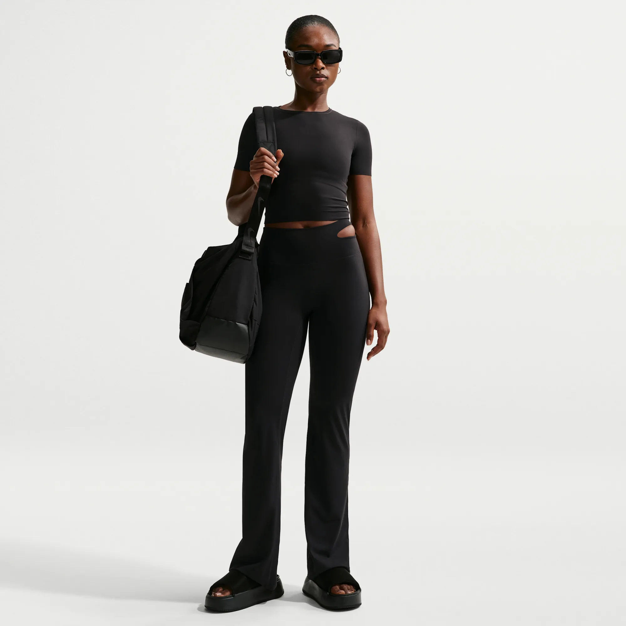 Nike Zenvy Women's High-Waisted Flared Leggings - Black - Nylon/Elastane