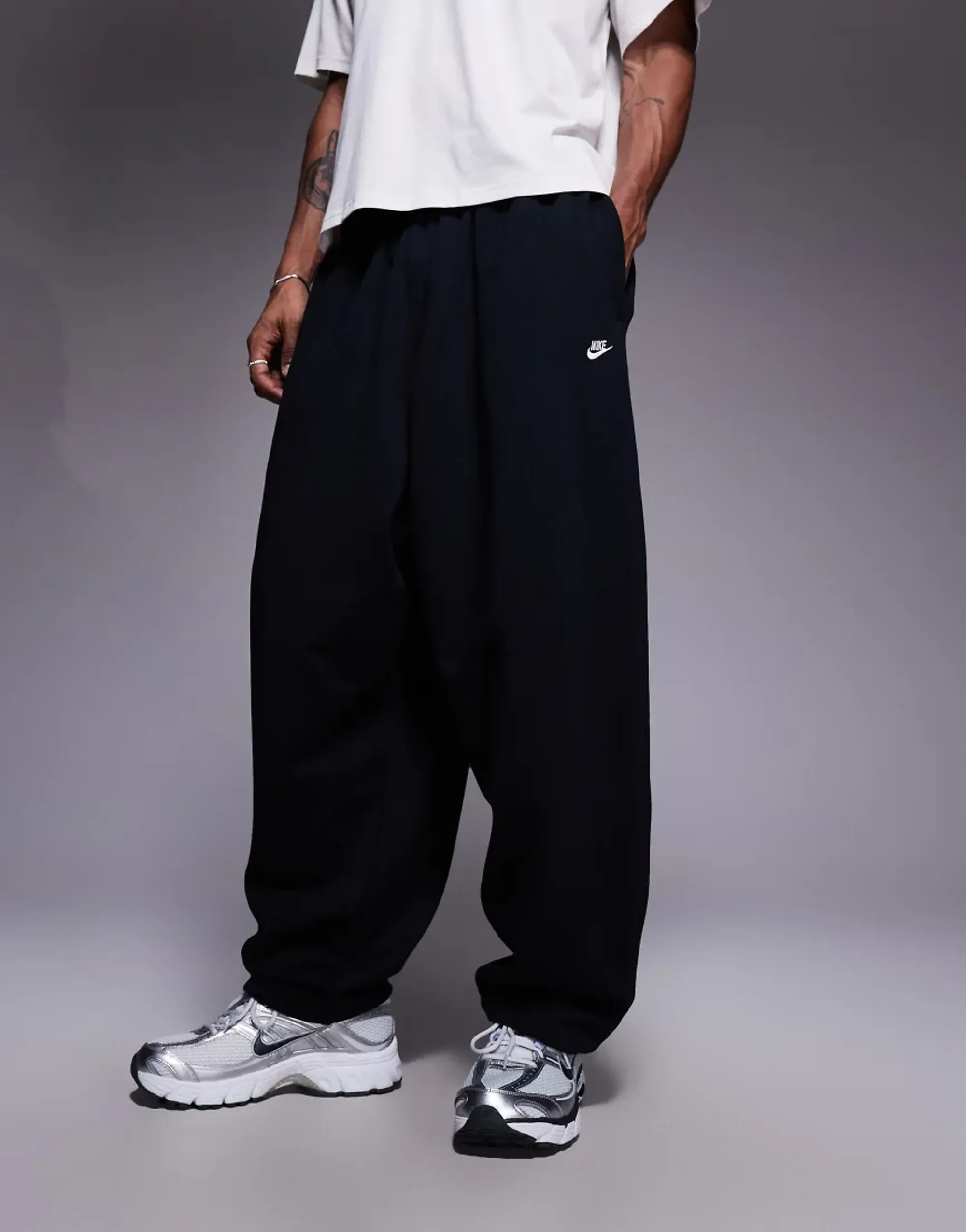 Nike Club French Terry Oversized Joggers In Black