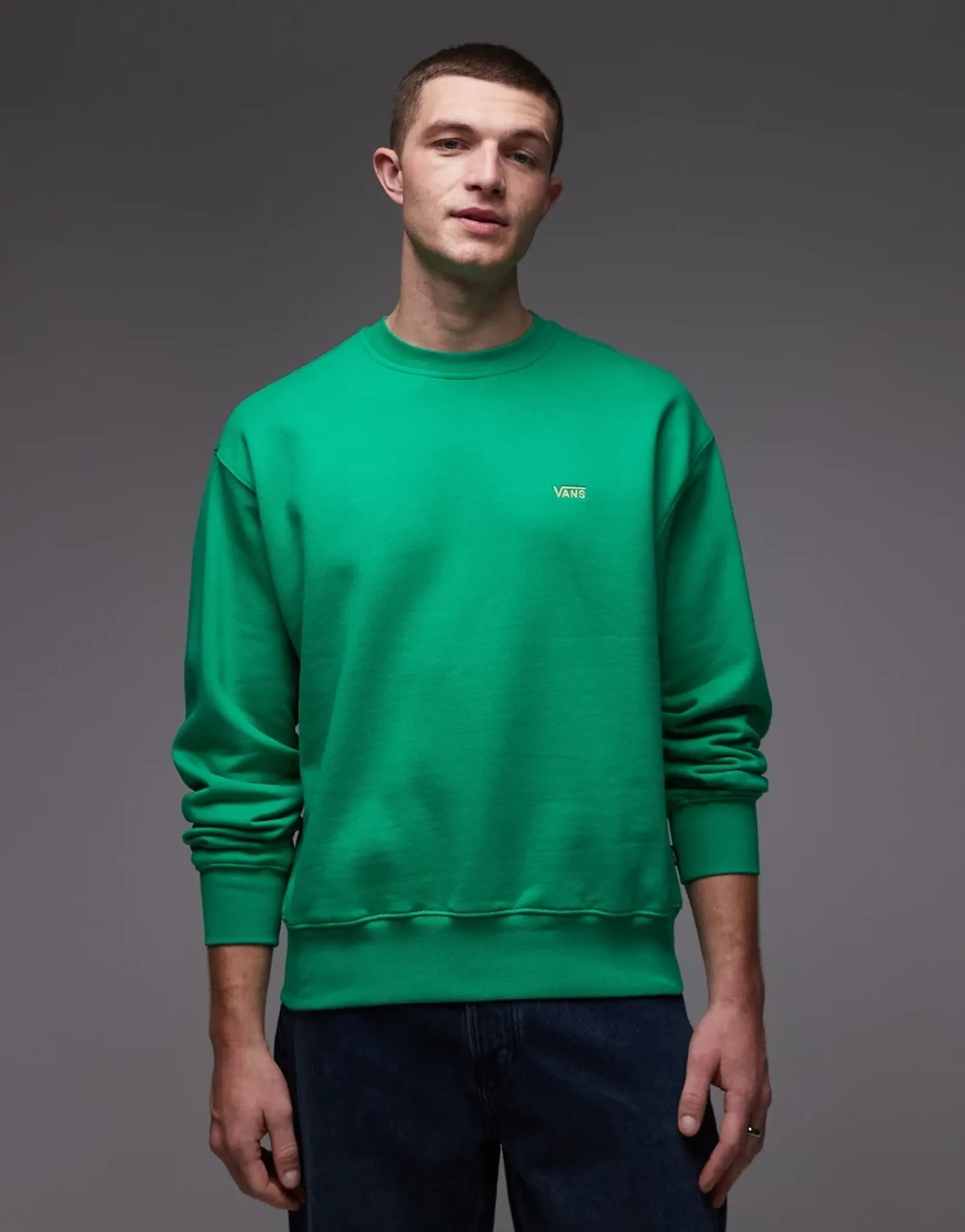 Vans Left Chest Oversized Sweatshirt In Green