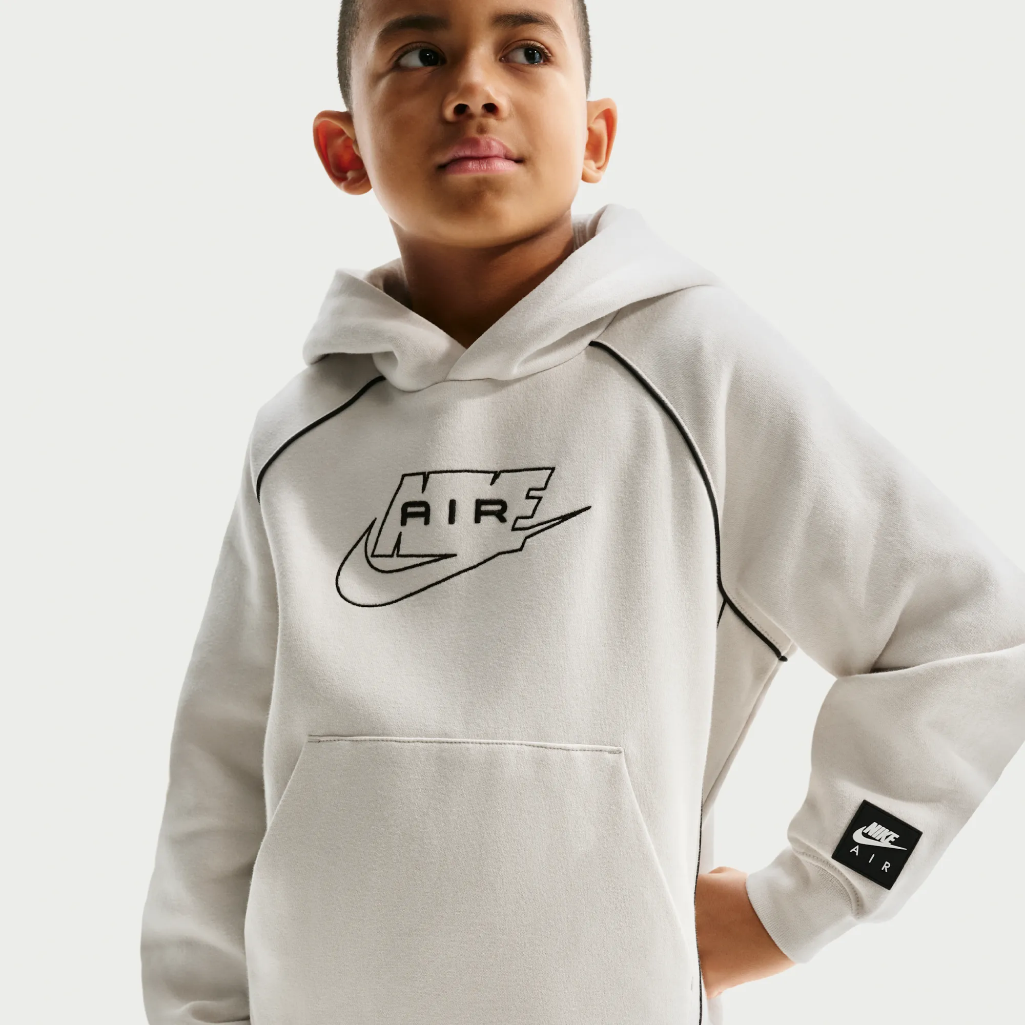 Nike Air Older Kids' Pullover Hoodie - Grey - Cotton/Polyester