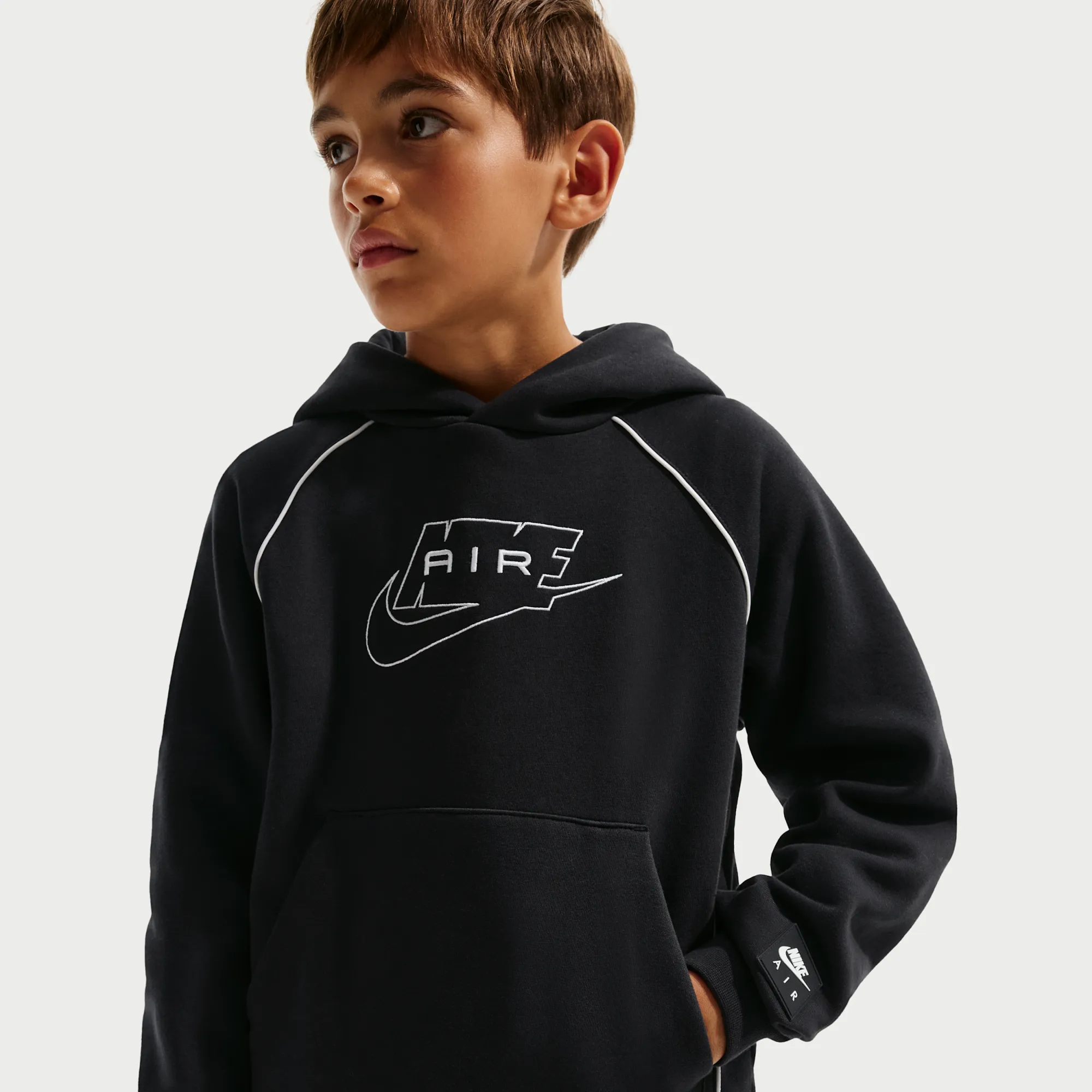 Nike Air Older Kids' Pullover Hoodie - Black - Cotton/Polyester