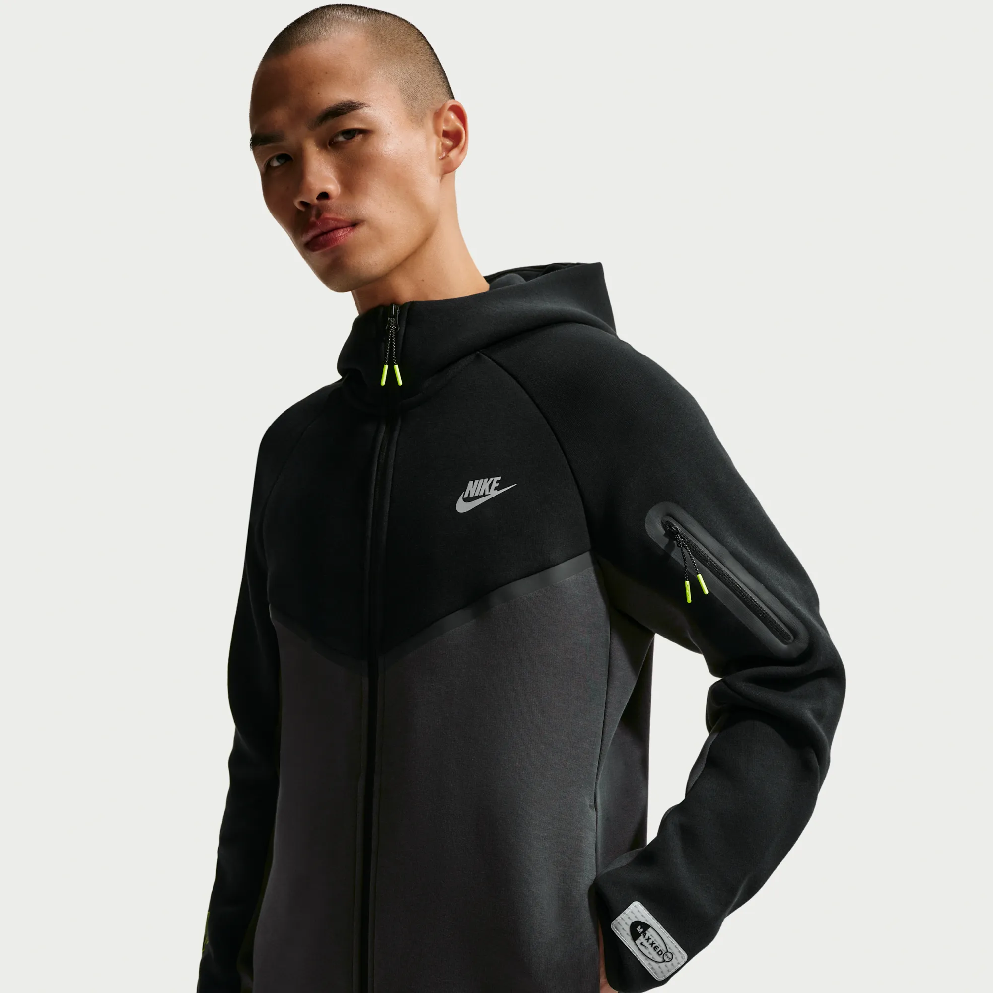 Nike Tech Men's Fleece Full-Zip Windrunner Jacket - Black - Cotton/Polyester