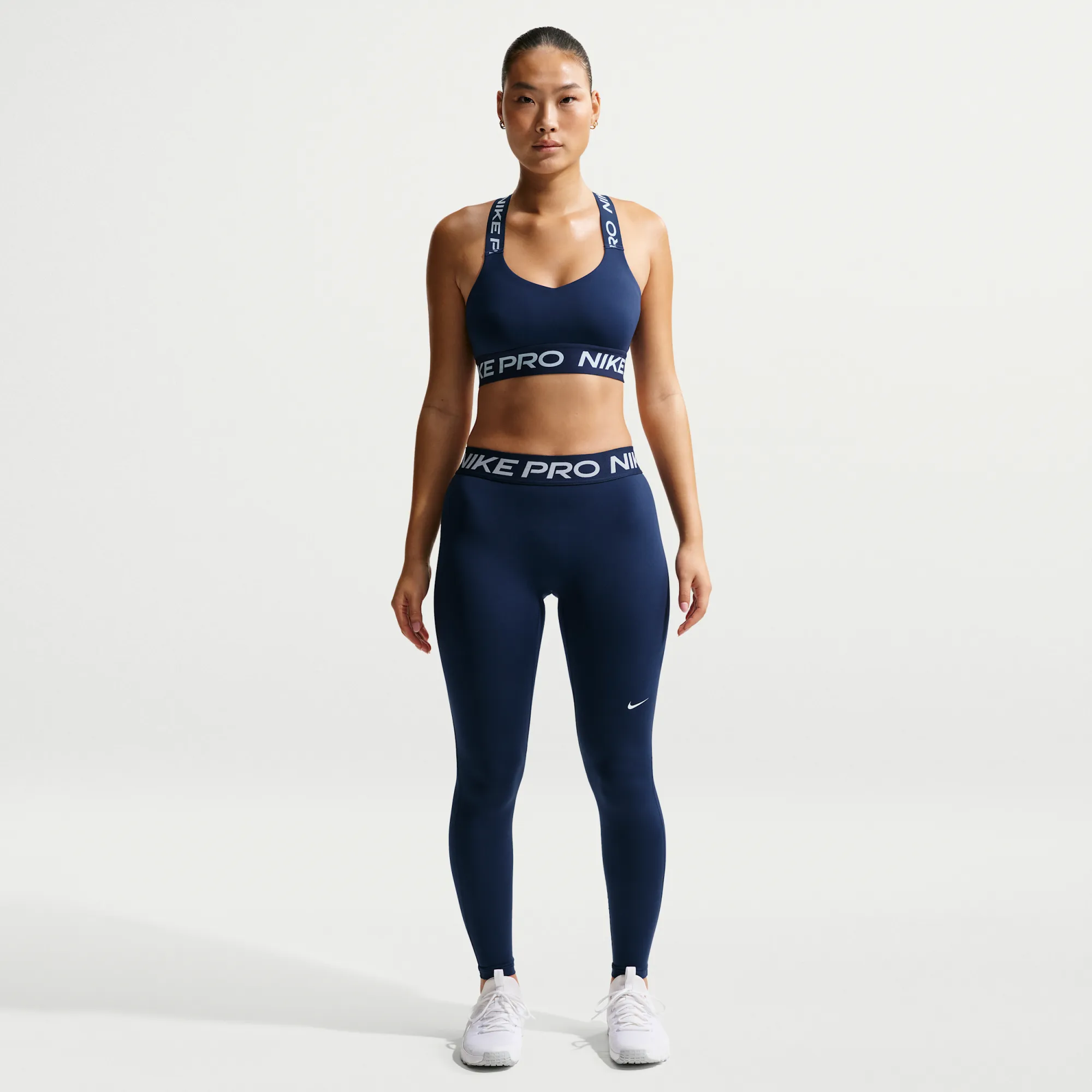 Nike Pro Women's Mid-Rise Full-Length Leggings - Blue - Polyester