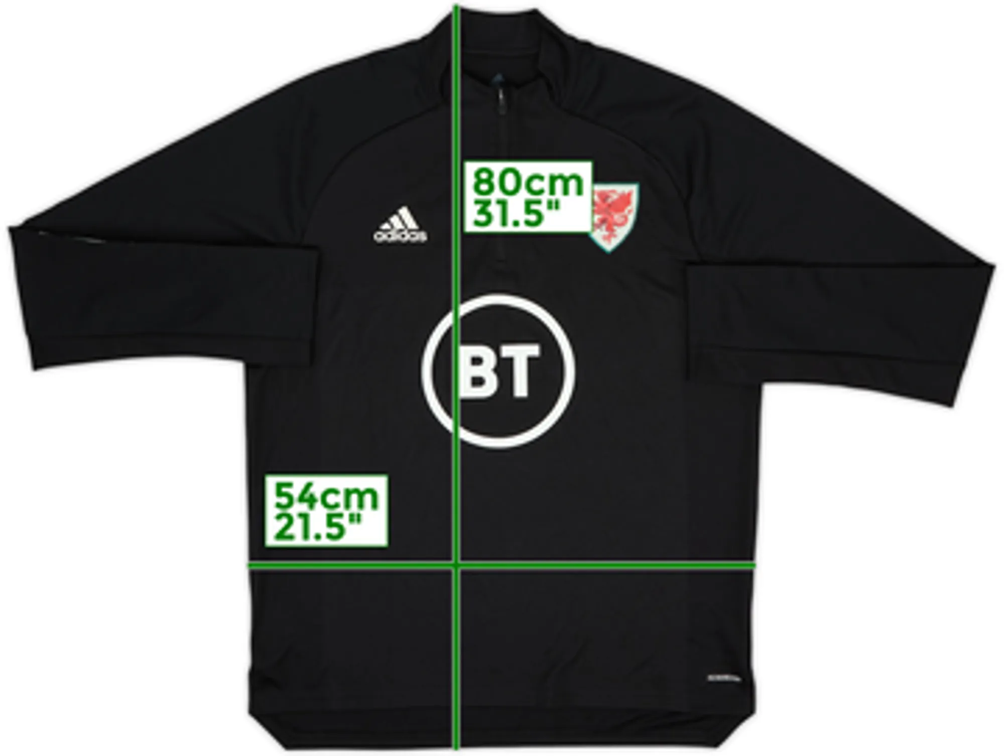 2020-21 Wales adidas 1/4 Zip Training Top - 8/10 - (L)