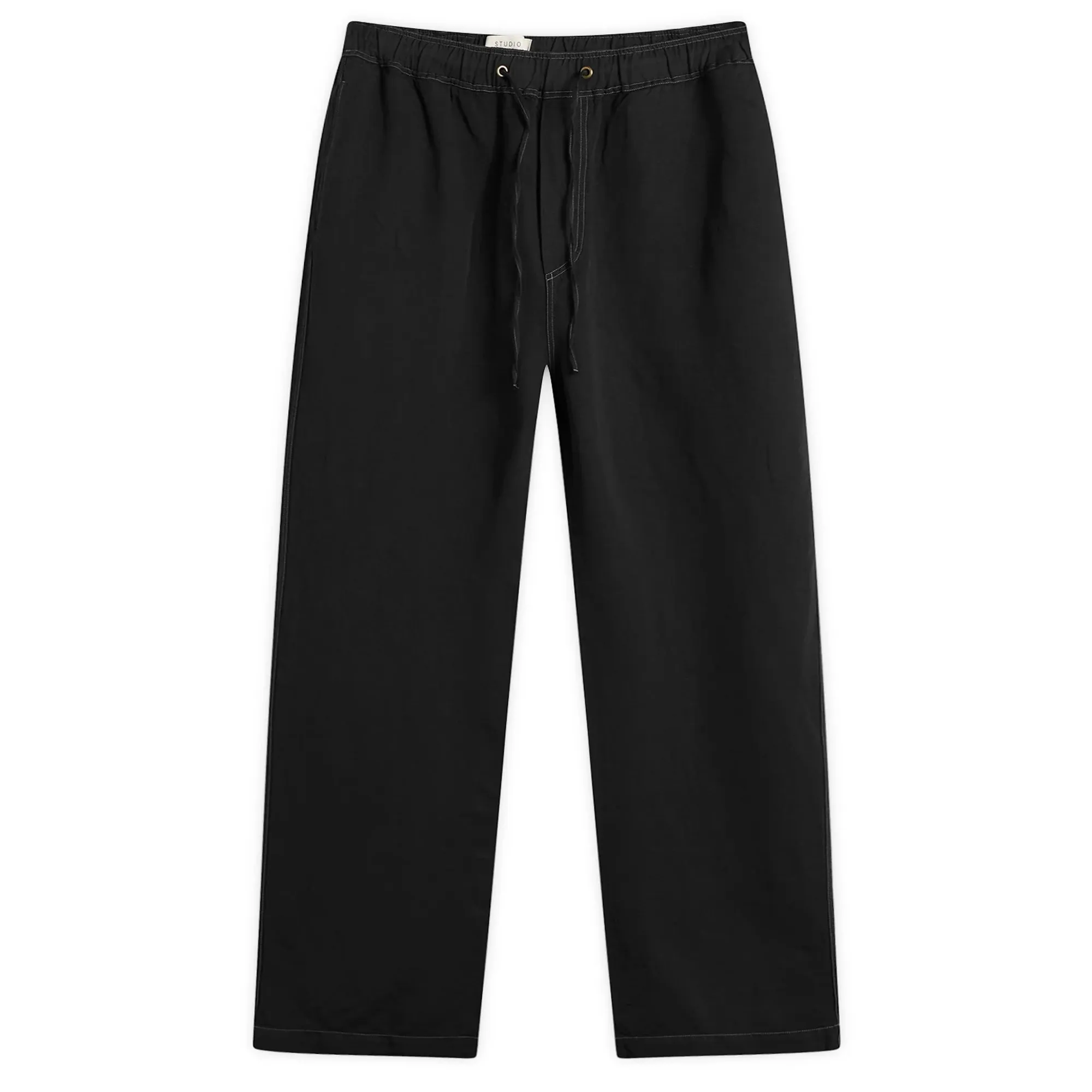 Studio Nicholson Men's Sonny Cotton Linen Drawstring Trouser Black Grape