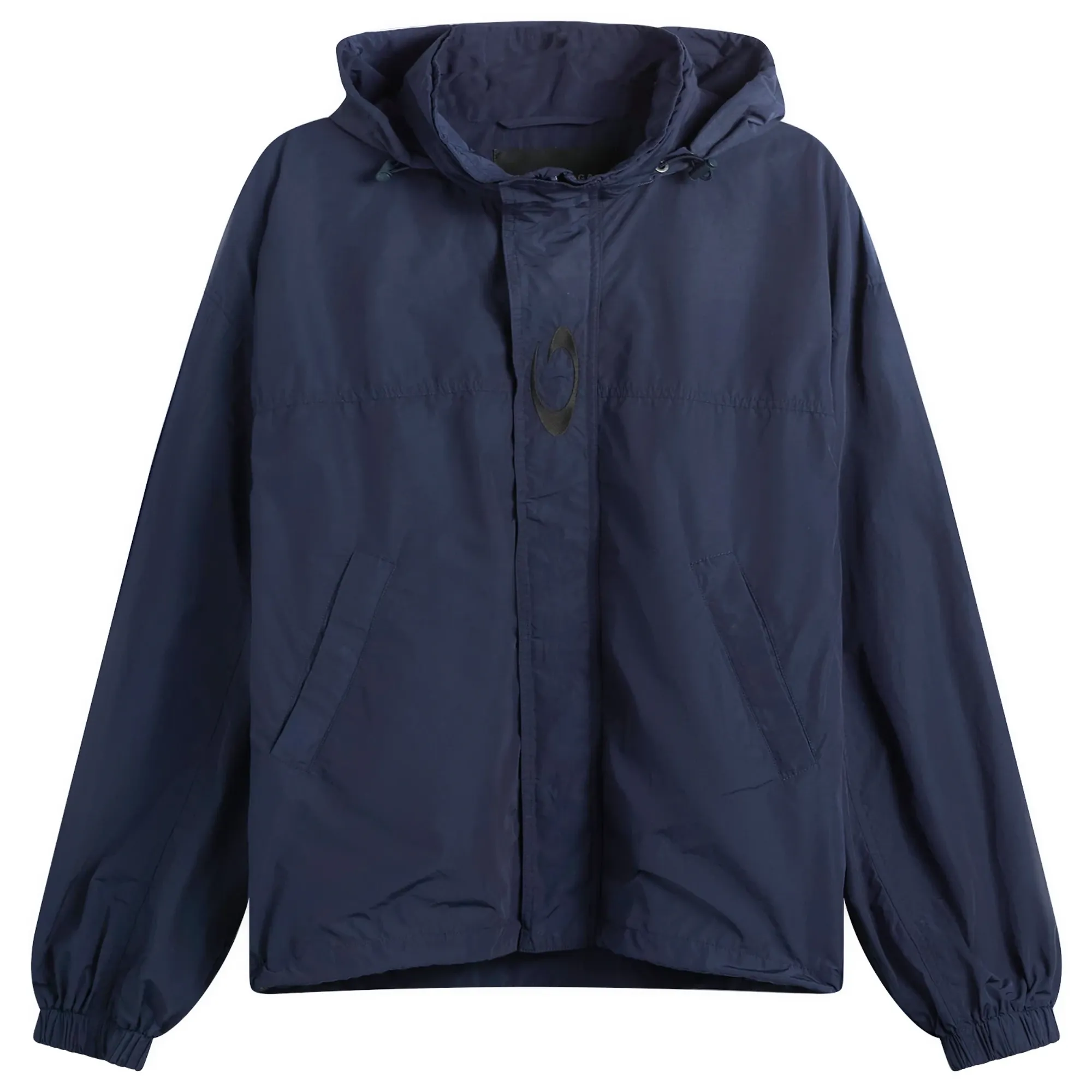 Balenciaga Men's Techno Cotton Hooded Rain Jacket Marine Blue