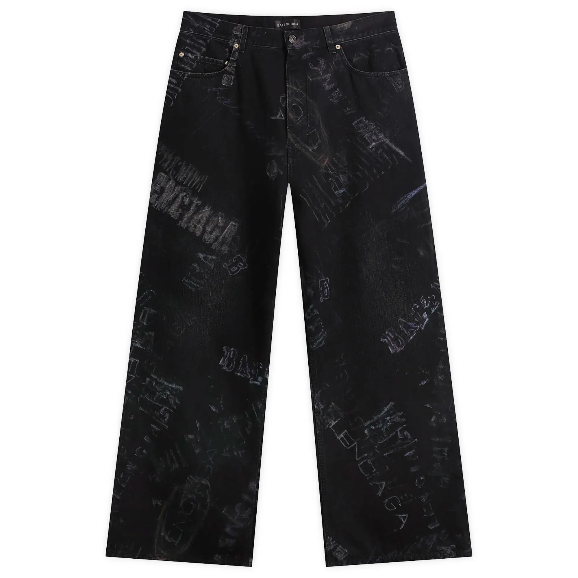 Balenciaga Men's Washed Crayon Baggy Trousers Black Fade Out