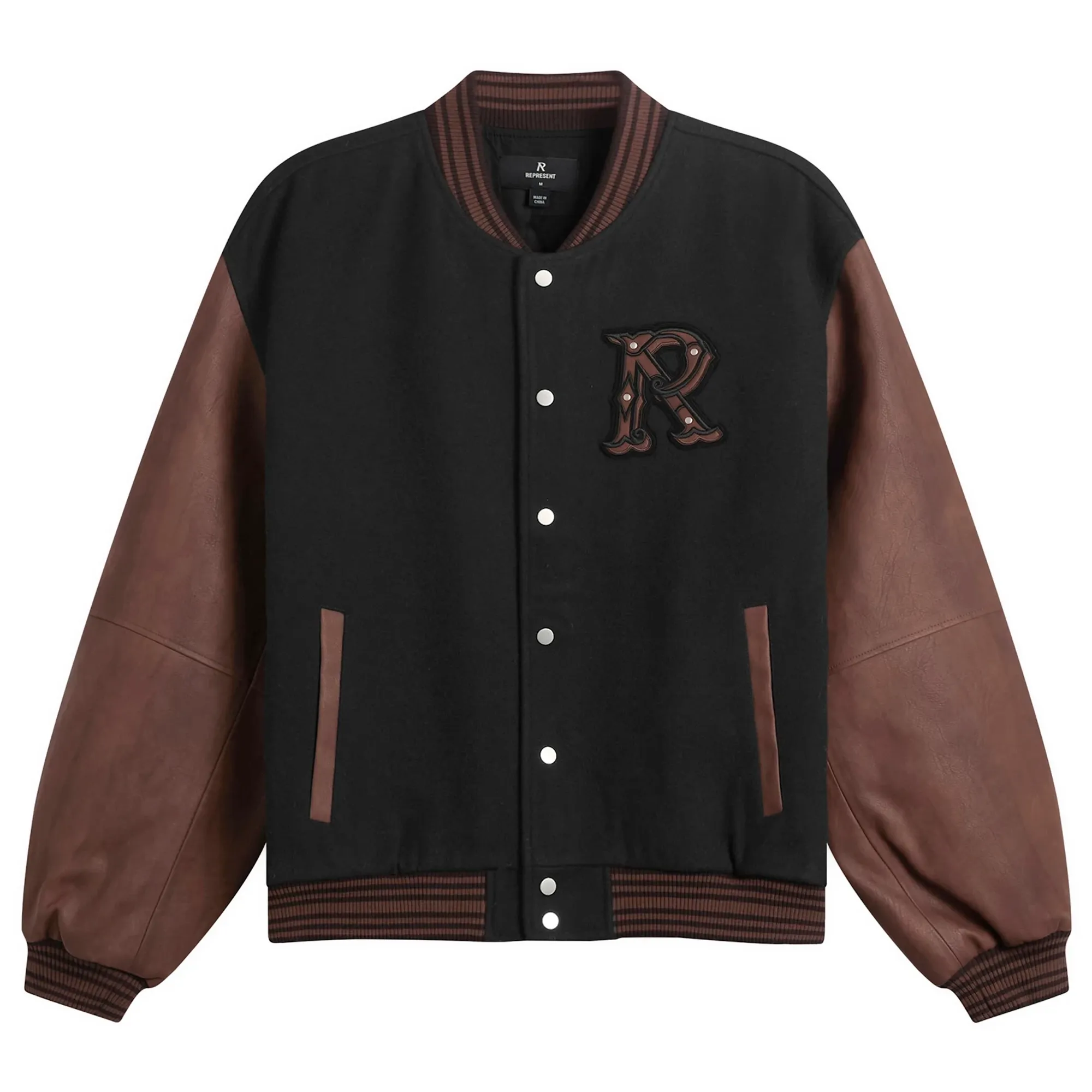 Represent Men's Vintage Varsity Jacket Jet Black