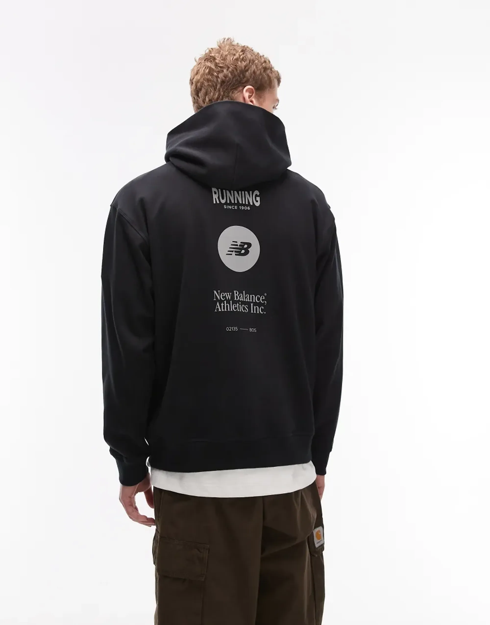 New Balance Men's Vortex Hoodie in Black Cotton Fleece