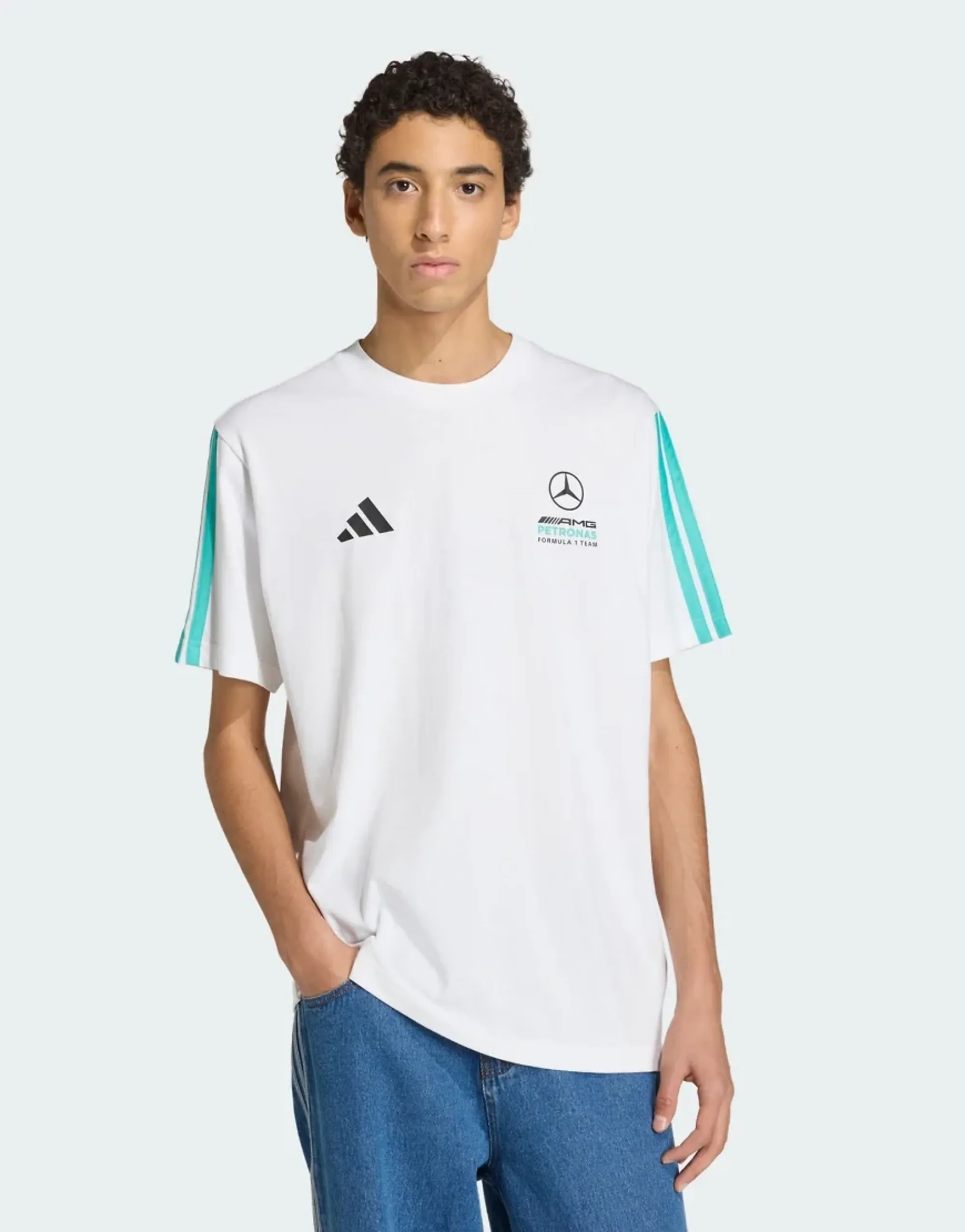Adidas Performance Mercedes - Amg Petronas Formula 1 Team Dna Tee In White / Semi Mint Rush