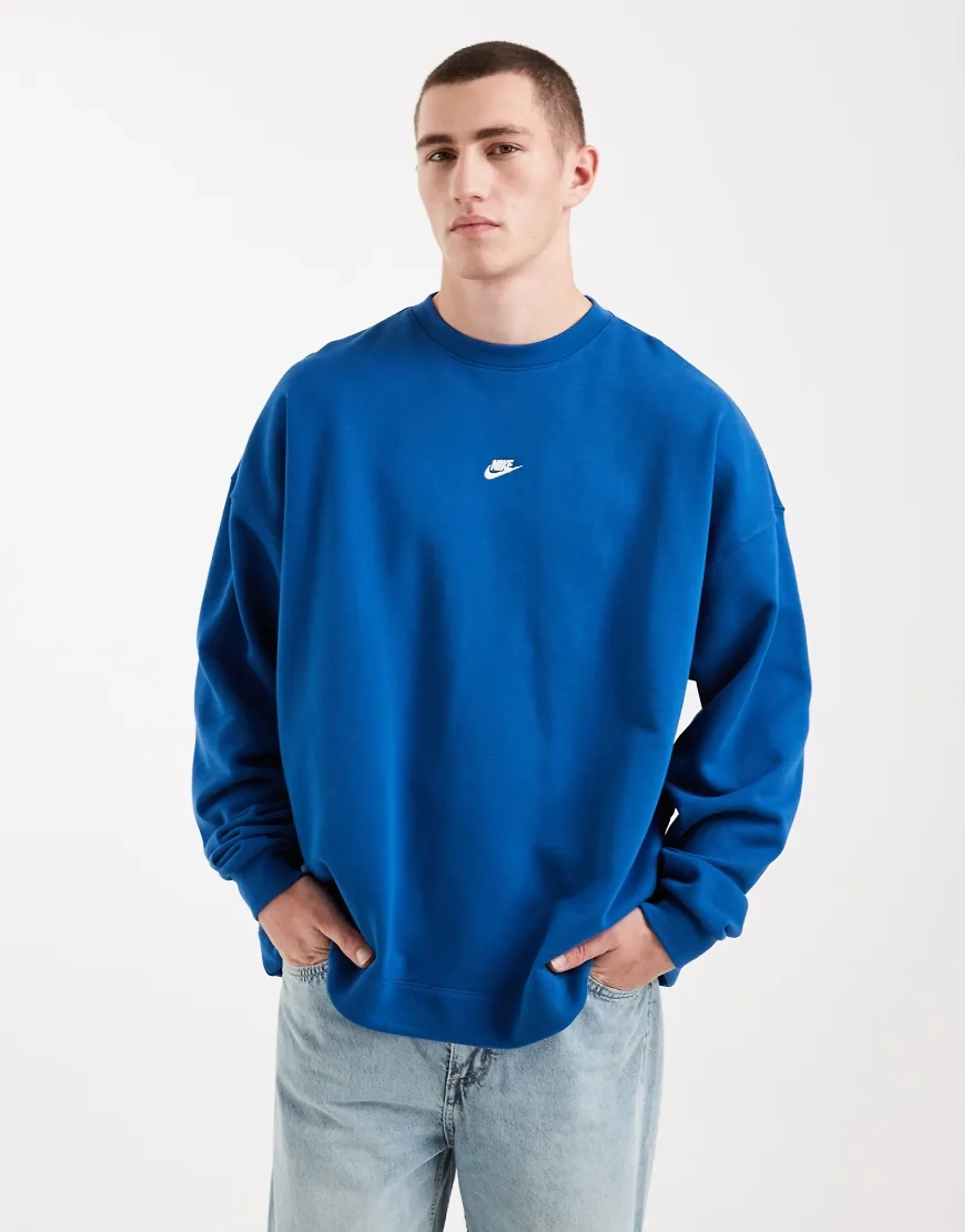 Nike Club French Terry Oversized Sweatshirt In Blue
