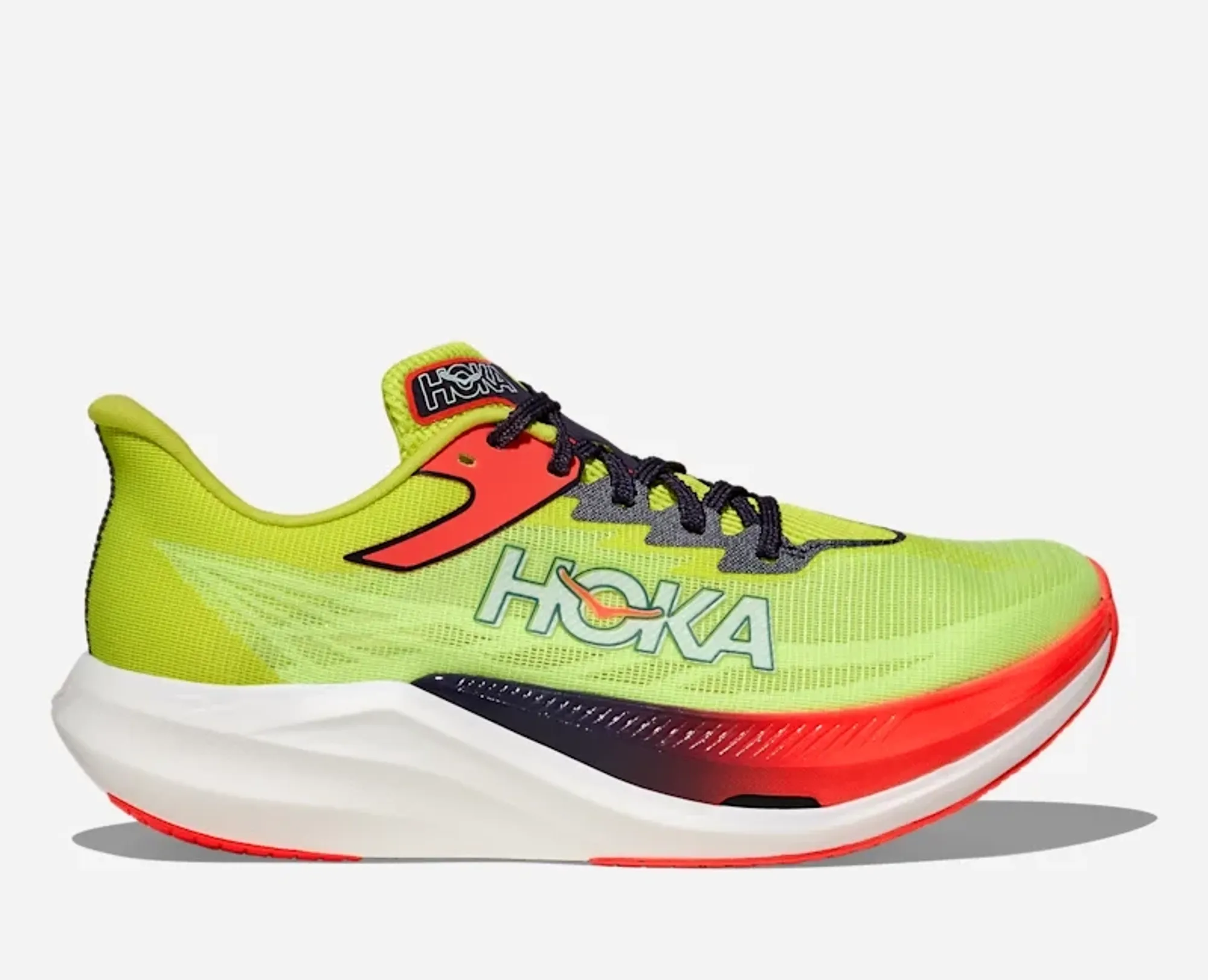 Hoka Rocket X 3 Race Shoes In Neon Yuzu/Squid Ink