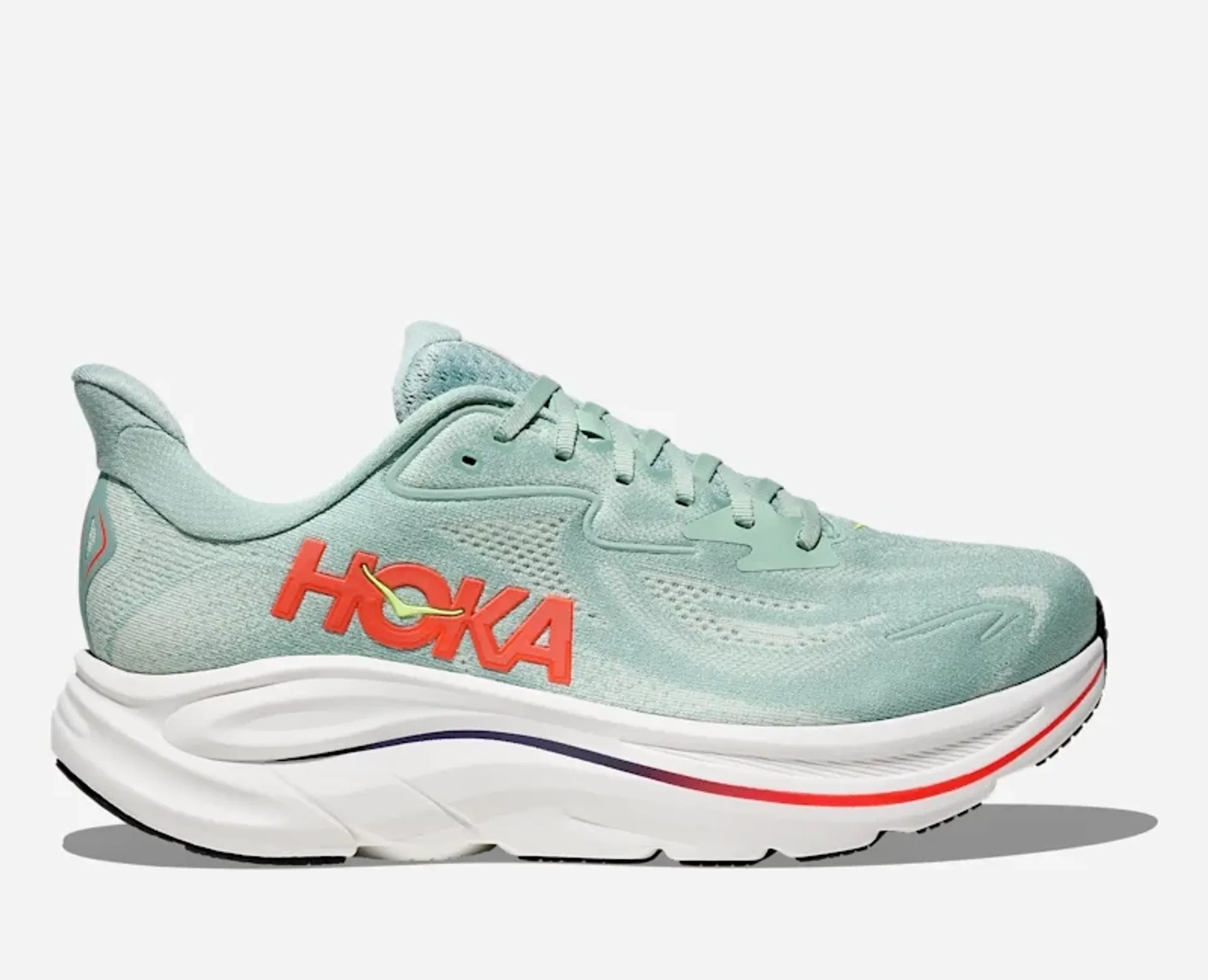 Hoka Men's Clifton 10 Road Running Shoes In Sage/Neon Flame