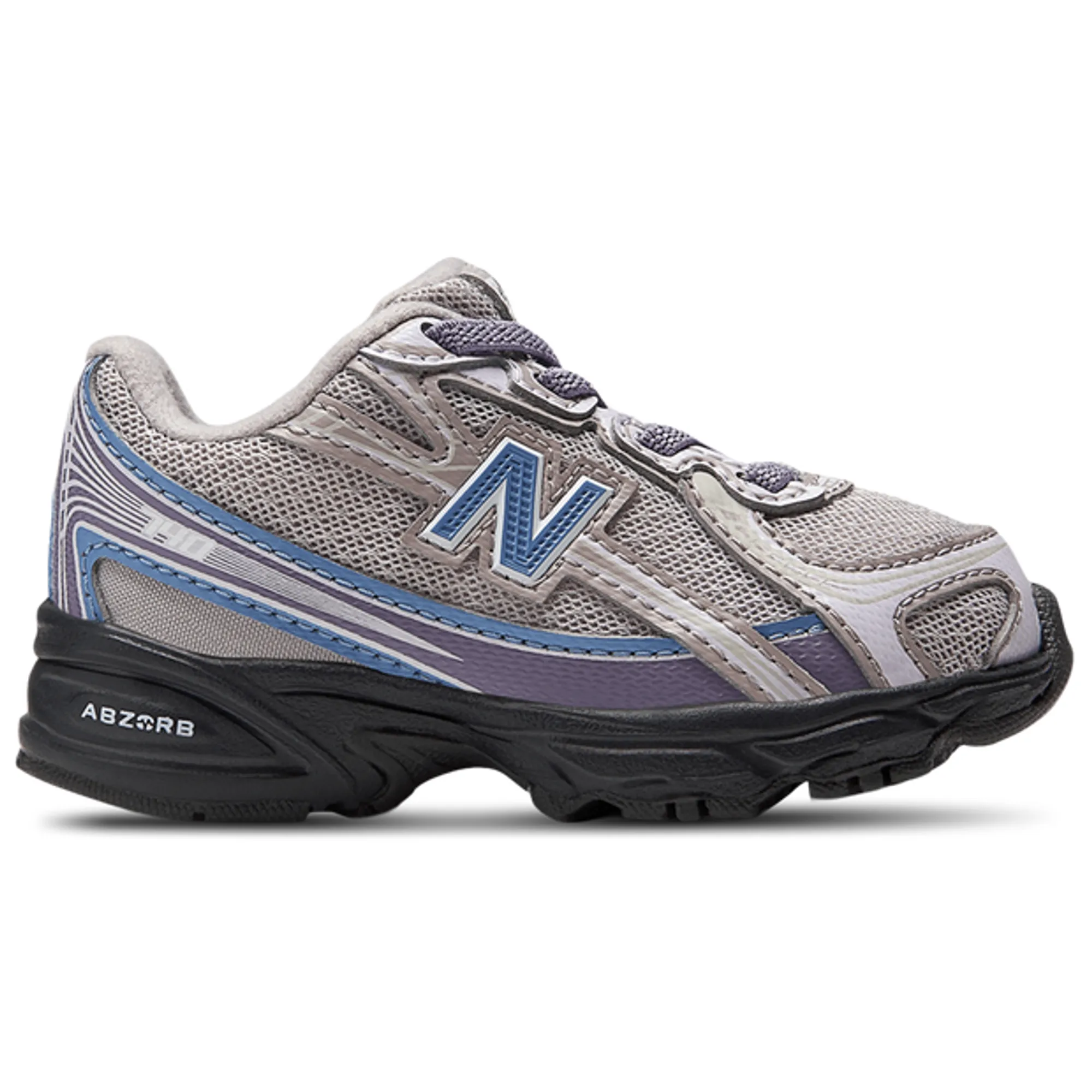 New Balance Infants 740 Bungee Lace in Grey/Blue Synthetic