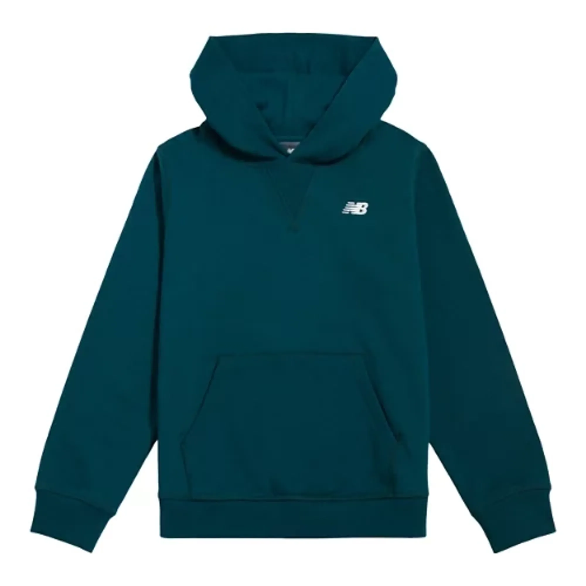New Balance Boys French Terry Small Logo Hoodie in Green Cotton