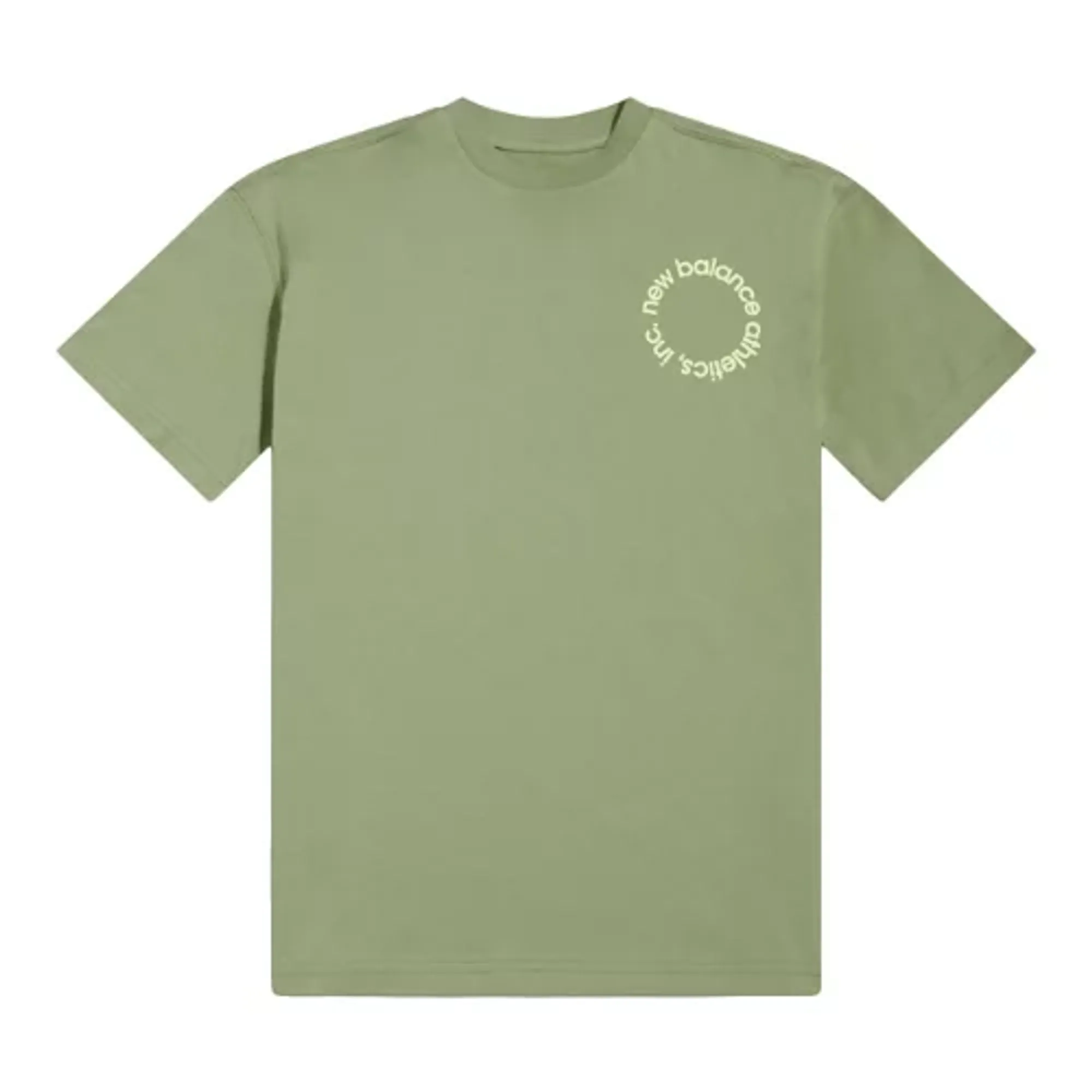 New Balance Boys Circular Logo Graphic T-Shirt in Green Cotton Jersey