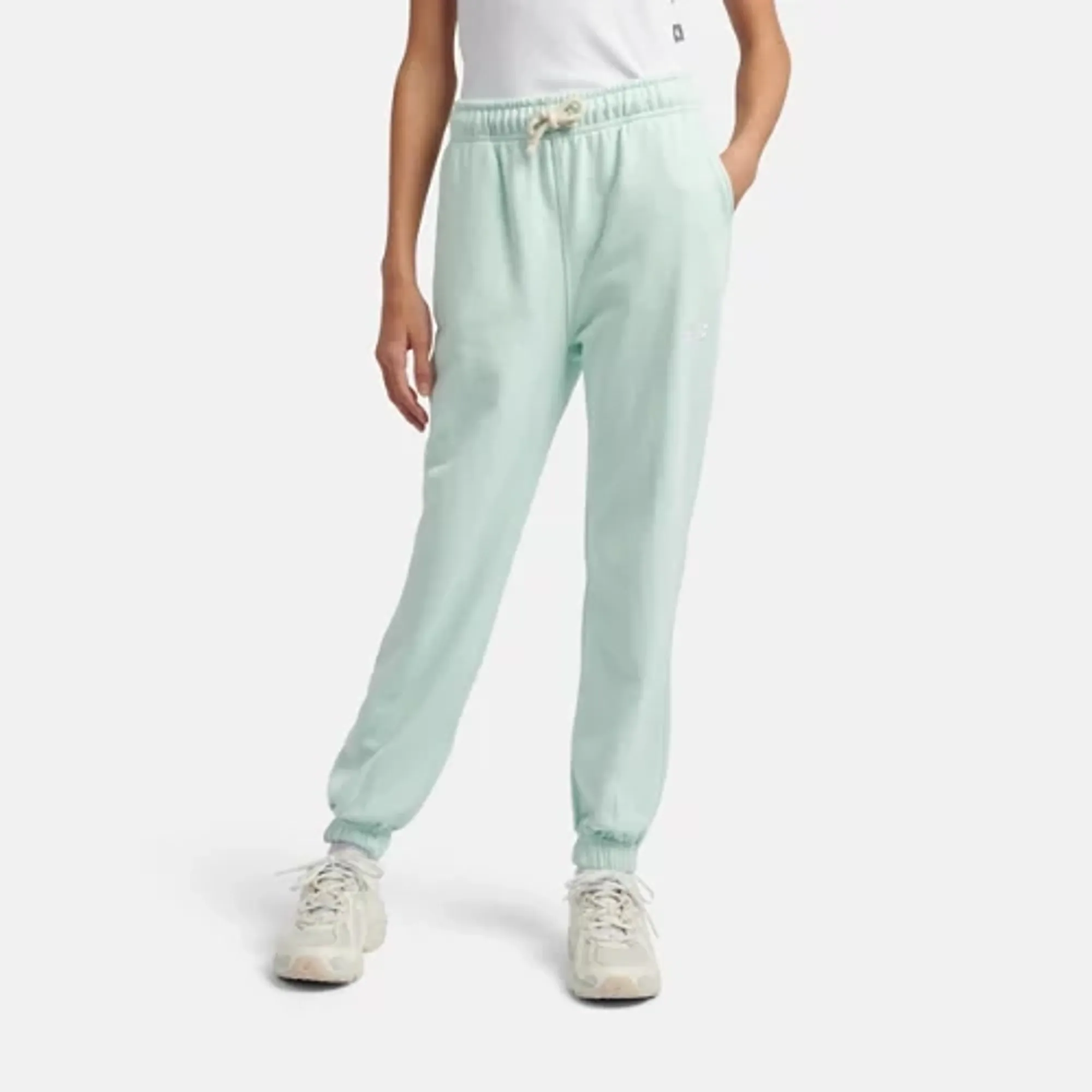 New Balance Girls FT Small Logo Jogger in Green Cotton Fleece