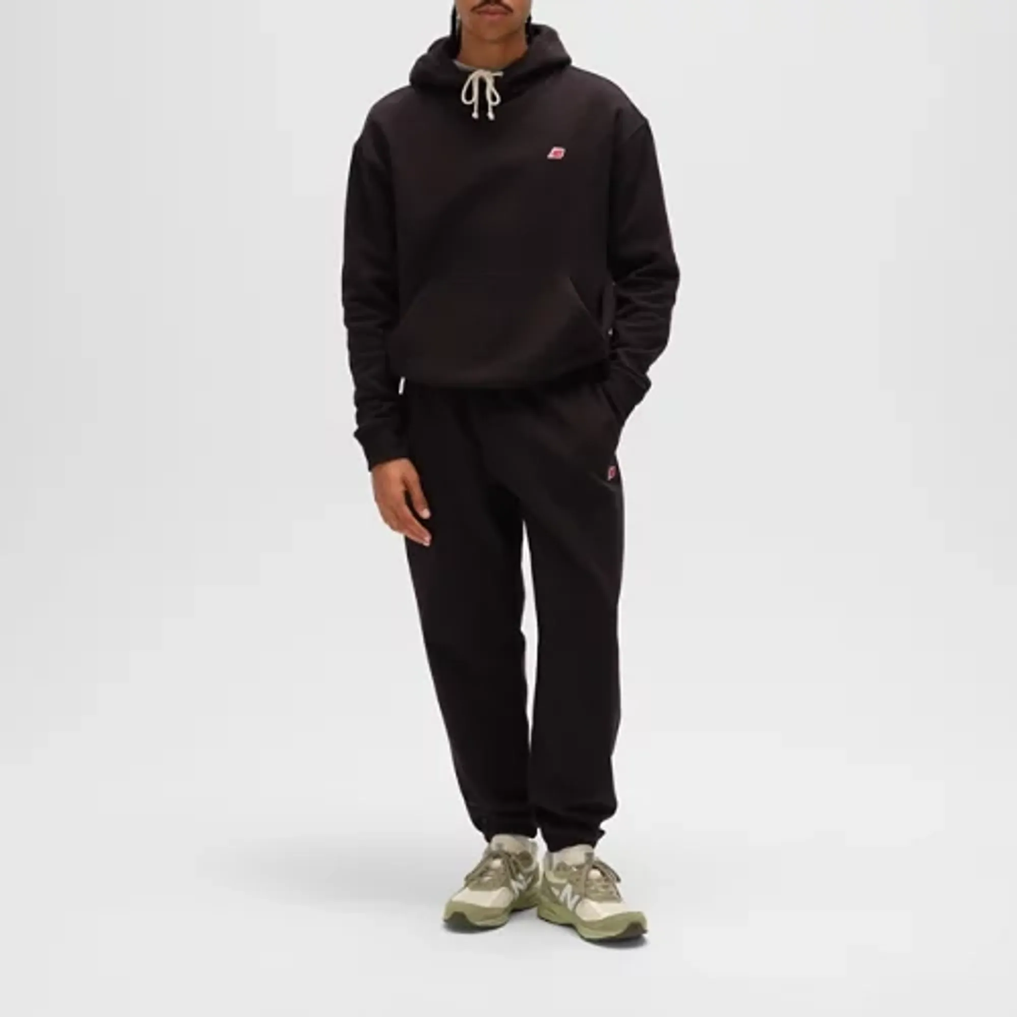 New Balance Men's Made in USA Core Hoodie in Black Cotton Fleece