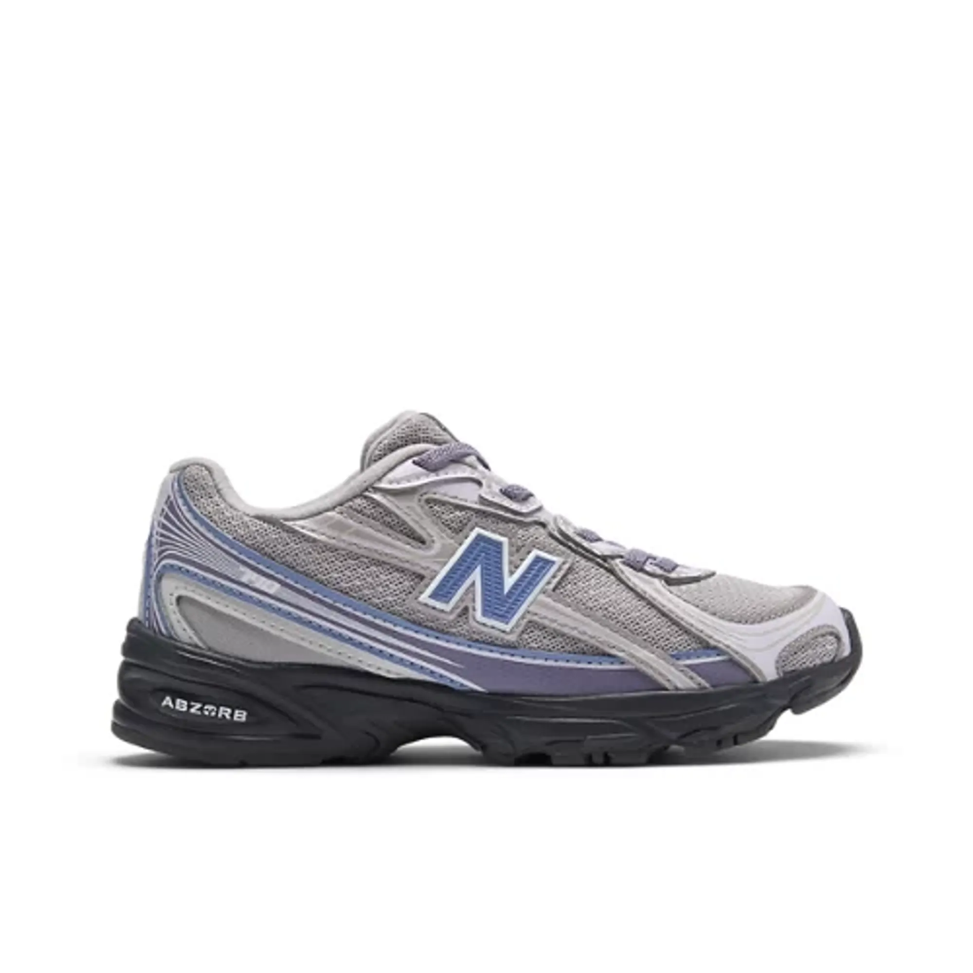 New Balance Kids 740 Bungee Lace in Grey/Blue Synthetic