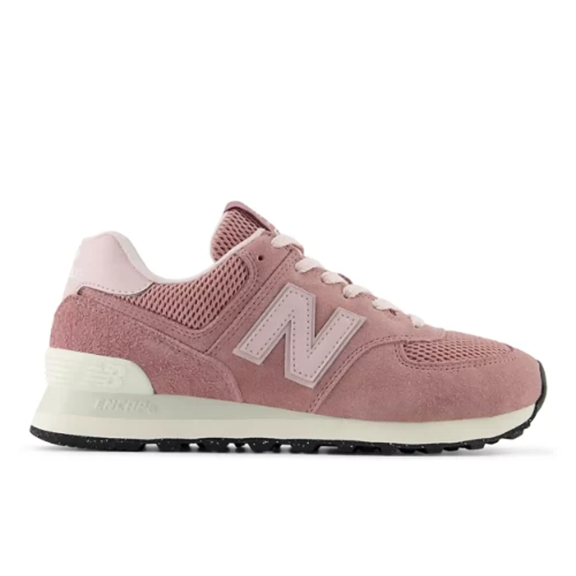 New Balance Women's 574 in Pink/White Suede/Mesh