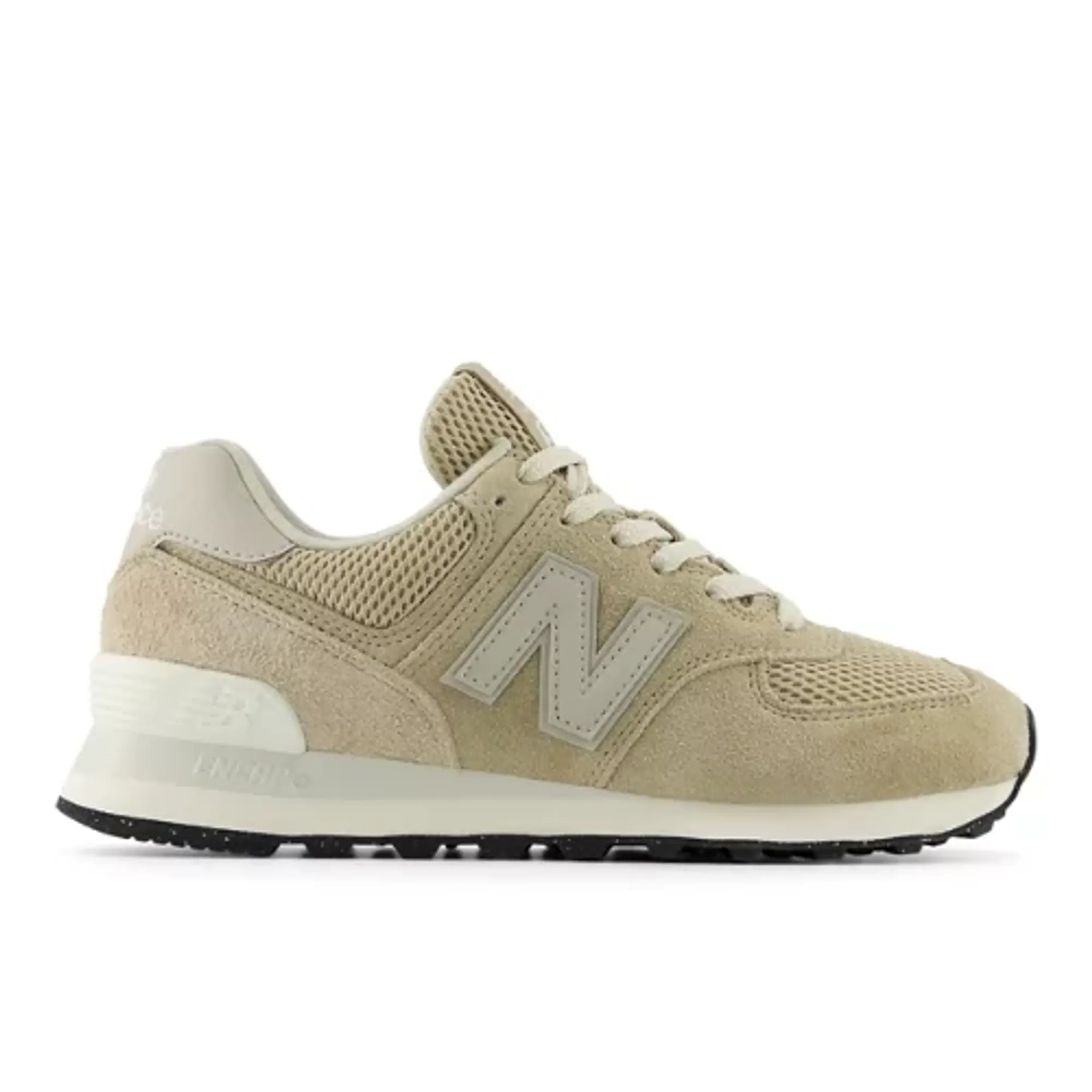 New Balance Women's 574 in Beige/White Suede/Mesh