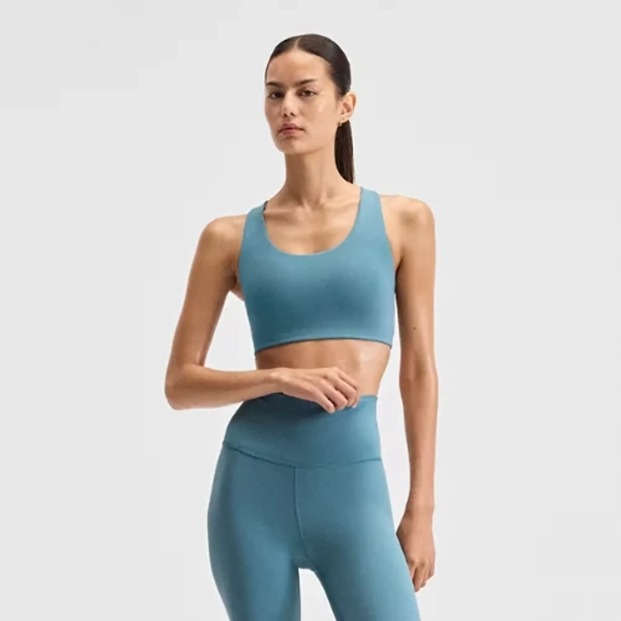 New Balance Women's NB Define Train Bra in Blue Poly Knit