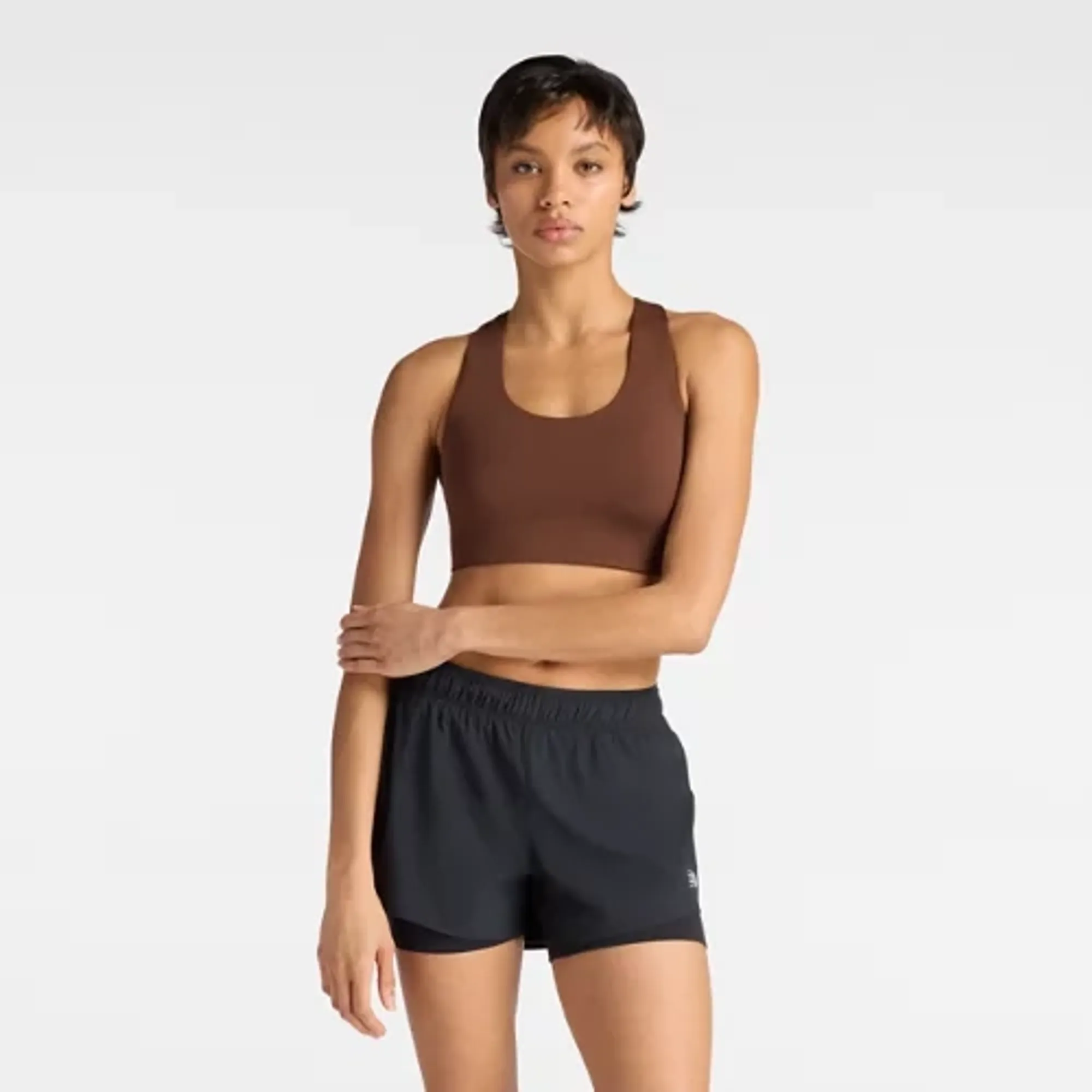 New Balance Women's NB Define Train Bra in Brown Poly Knit