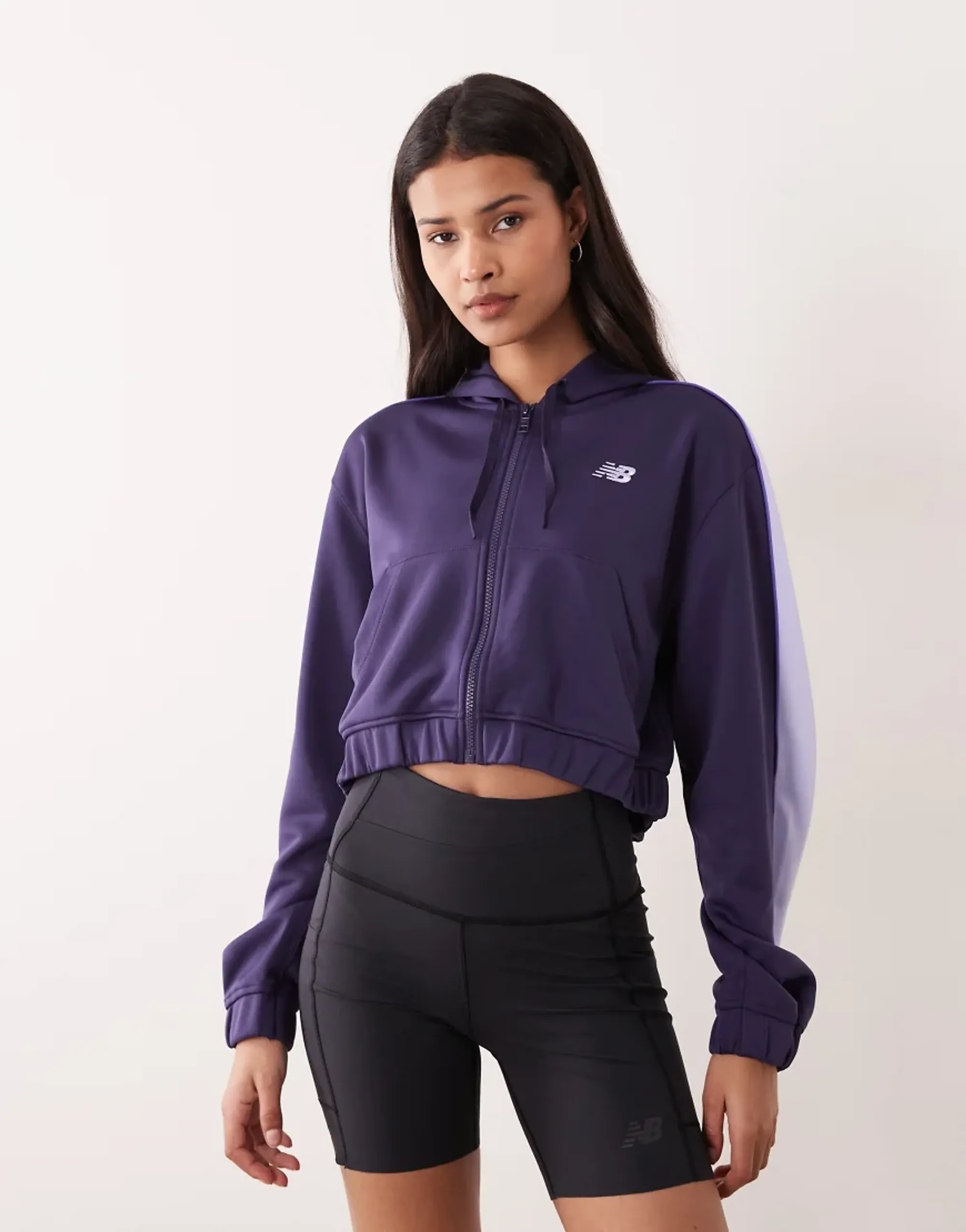New Balance Women's Interlock Full Zip in Purple Poly Knit