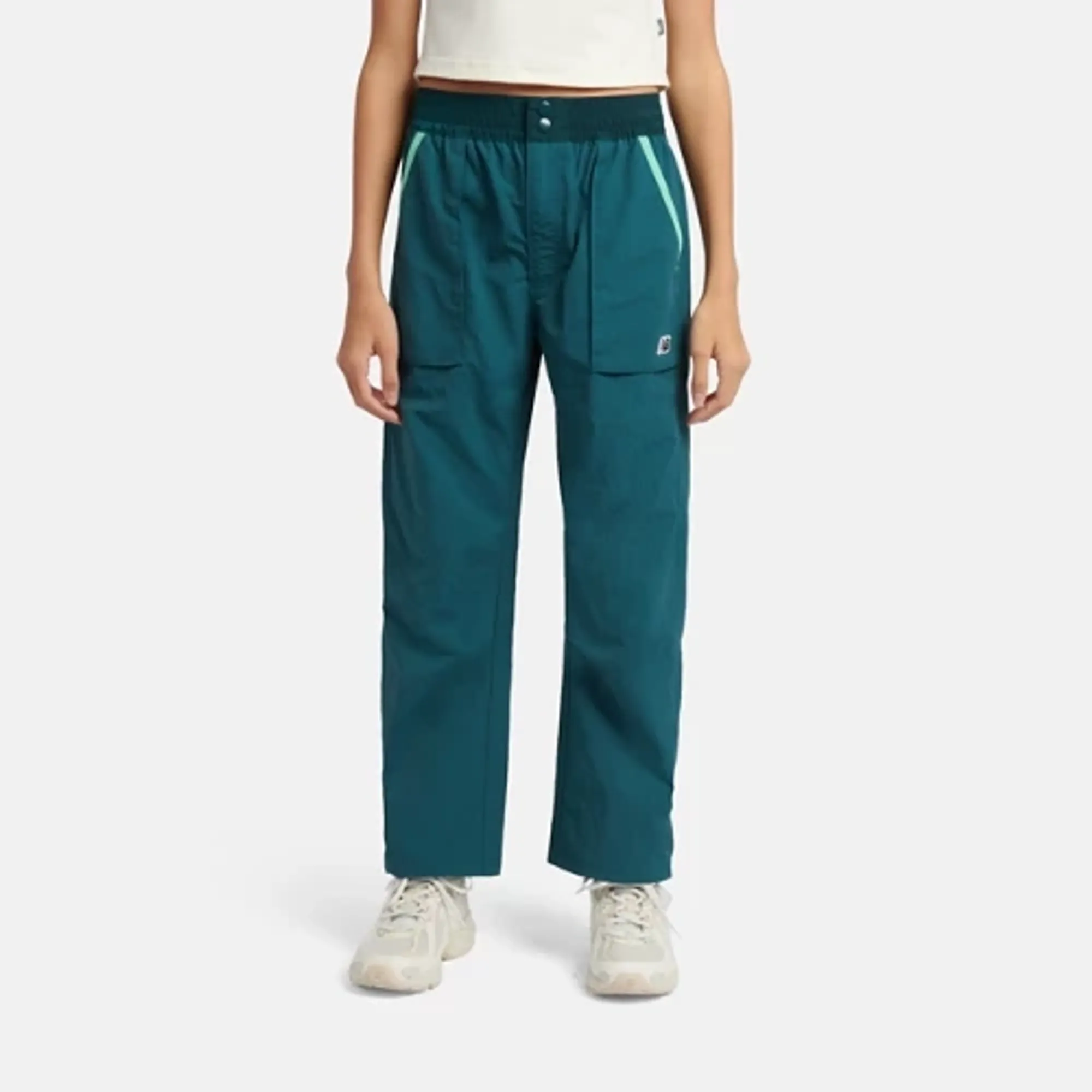 New Balance Girls Premium Cargo Pant in Green Nylon Woven