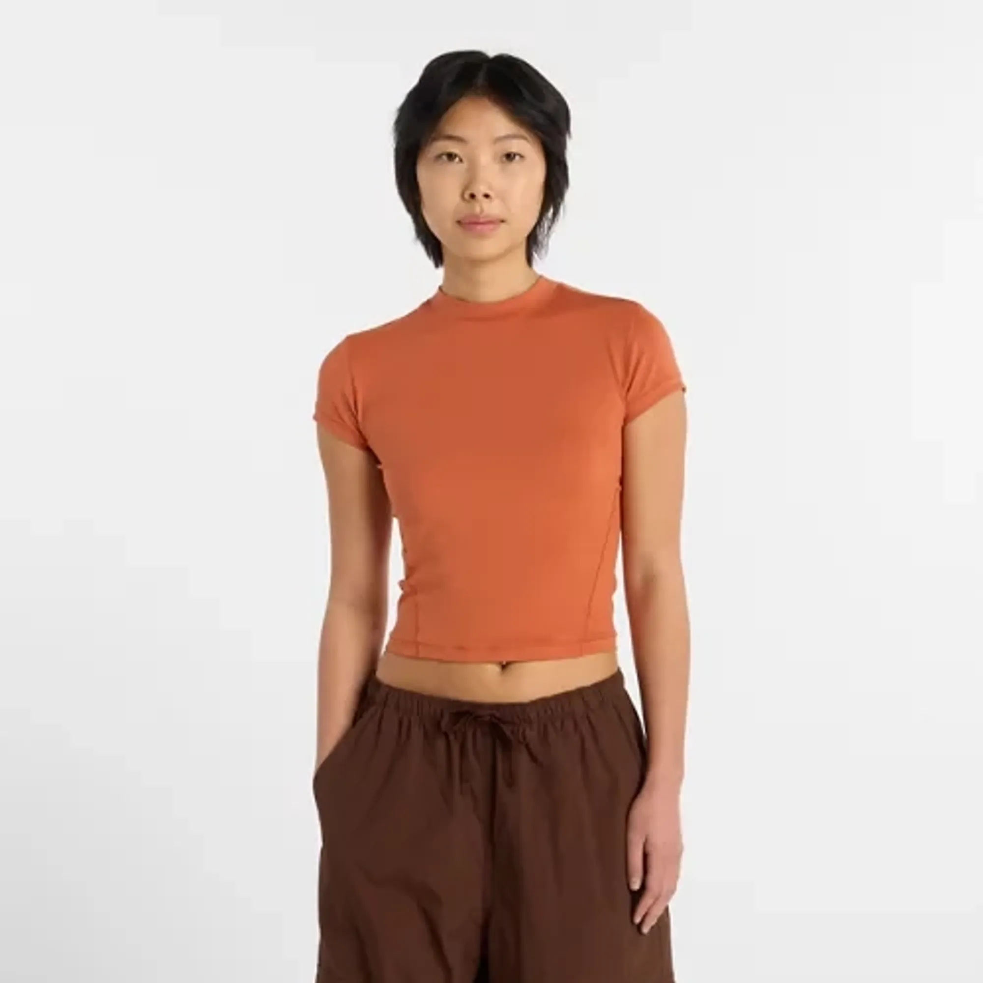 New Balance Women's NB Define Fitted T-Shirt in Red Poly Knit