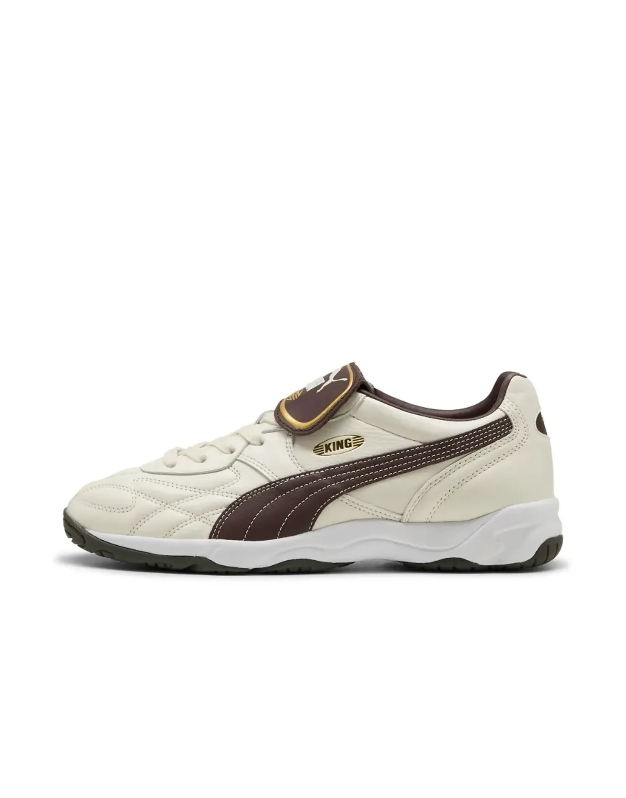 PUMA King Indoor Sneakers Unisex, Warm White/Chocolate Brown, size 10