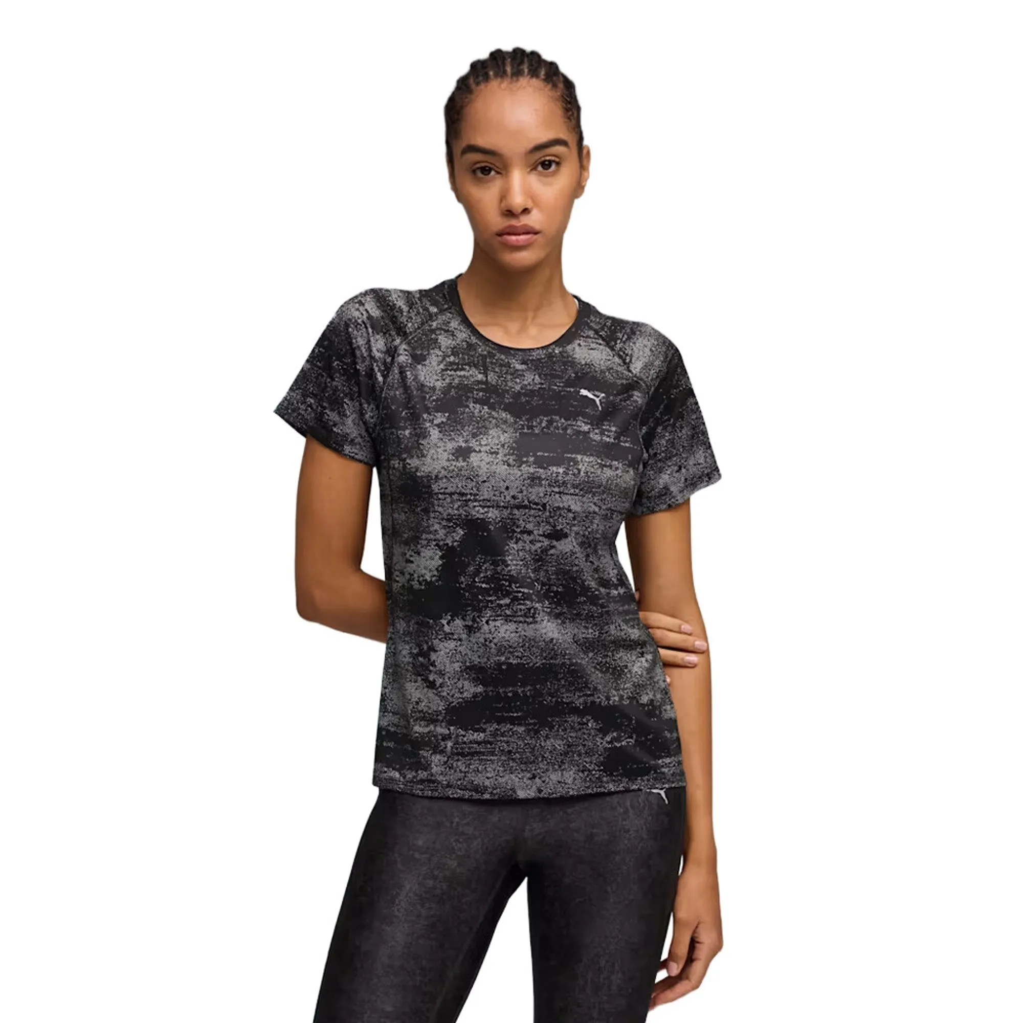 PUMA Run Velocity Printed Tee Women, Black, size 3XL