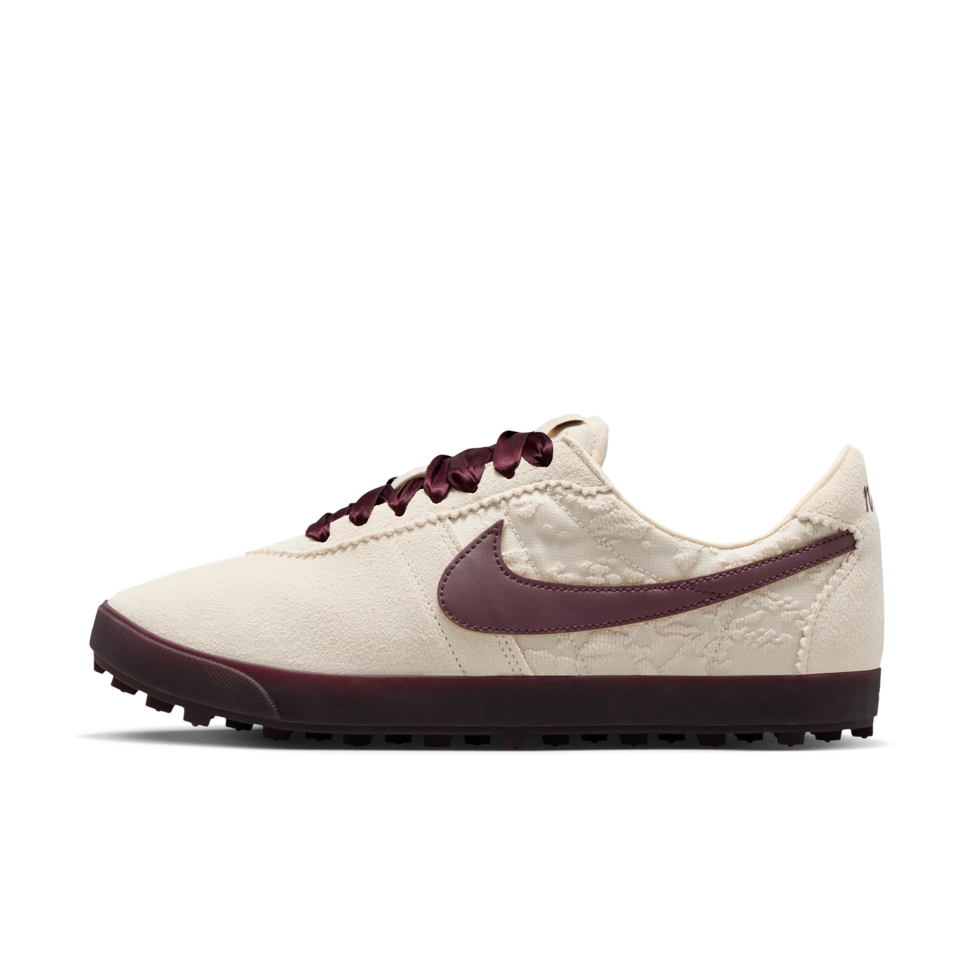 Nike Astrograbber Trainers With Ribbon Laces In Cream And Burgundy-Brown