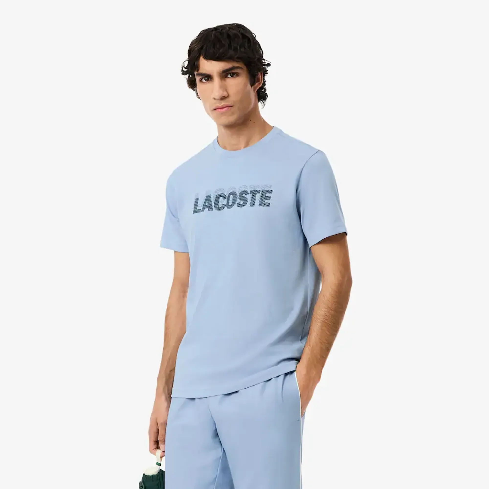 Lacoste Ultra Dry Graphic Print Sport T-shirt - Light Blue / Navy Blue