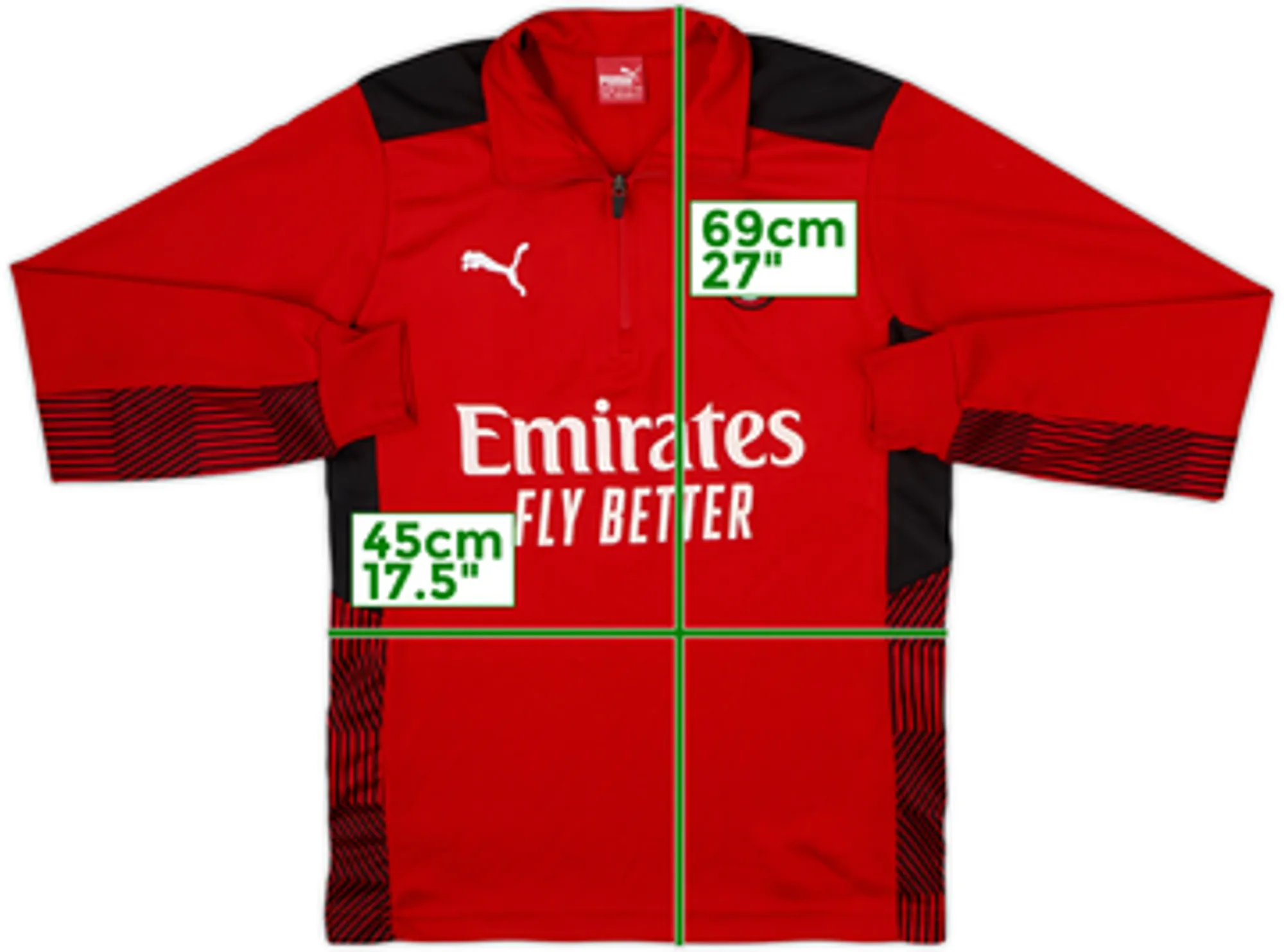 2017-18 AC Milan Puma 1/4 Zip Drill Top - 8/10 - (M)