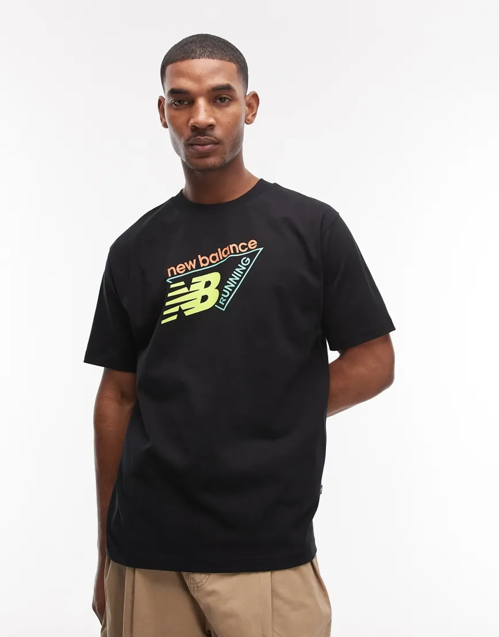 New Balance Men's Classic Tri-Logo T-Shirt in Black Cotton